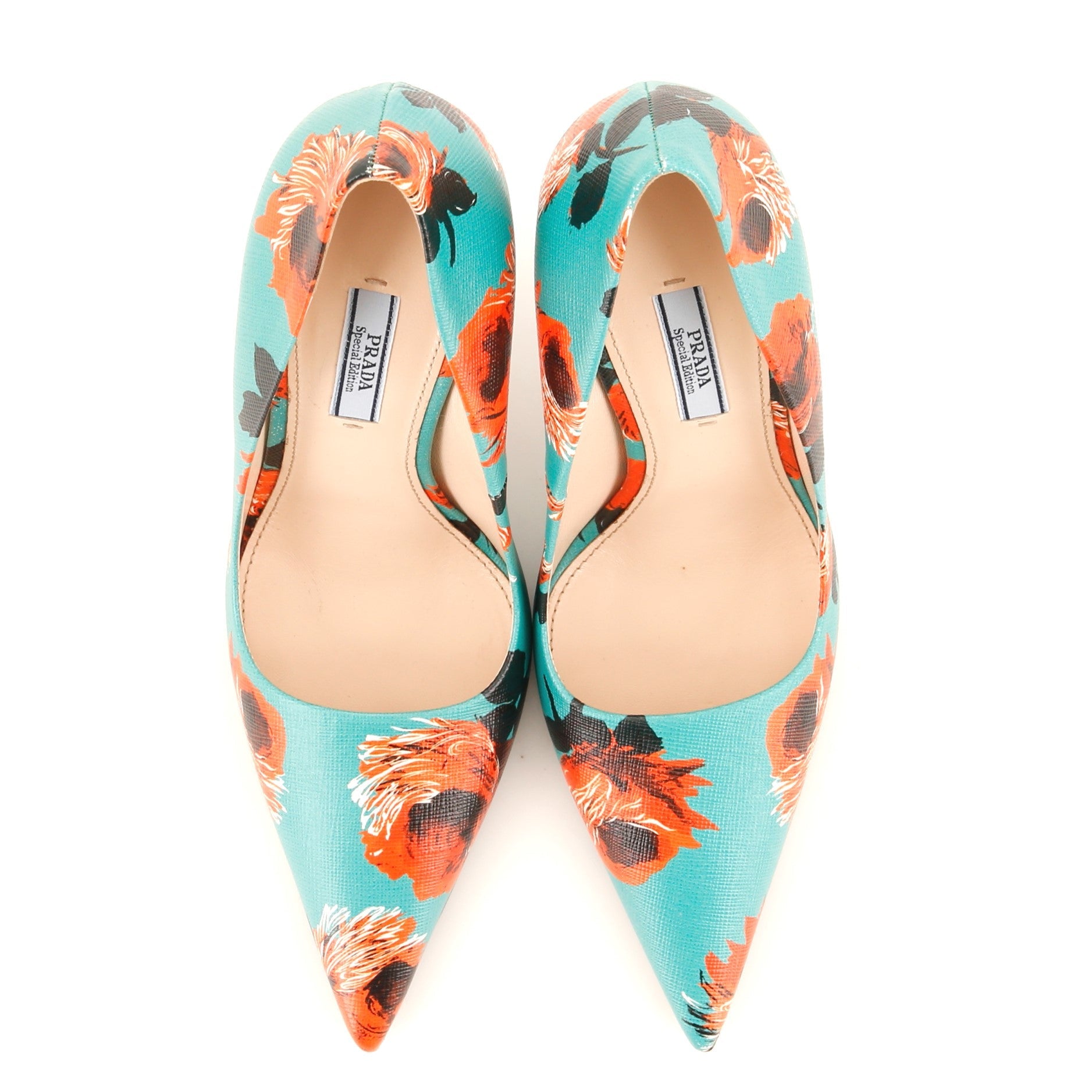 Women's Pointed Toe Pumps Printed Saffiano Leather