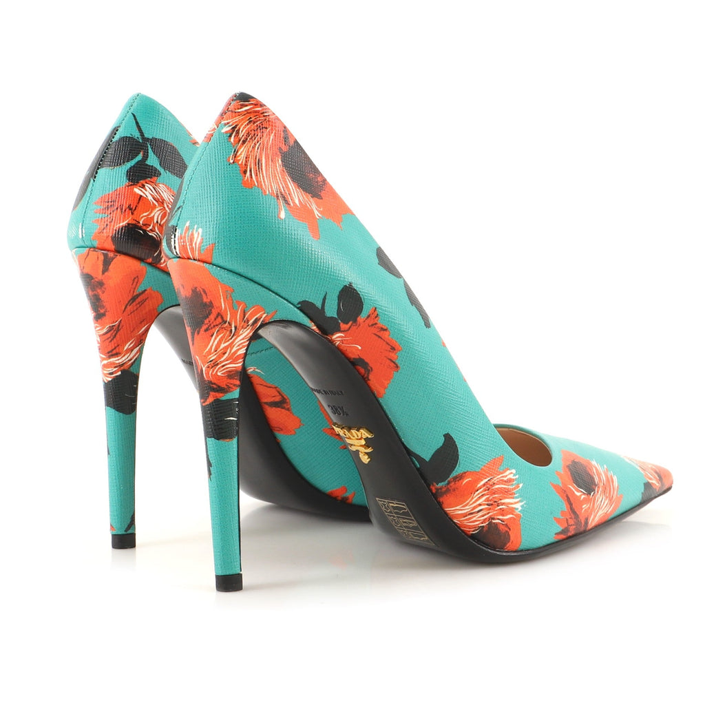 Women's Pointed Toe Pumps Printed Saffiano Leather