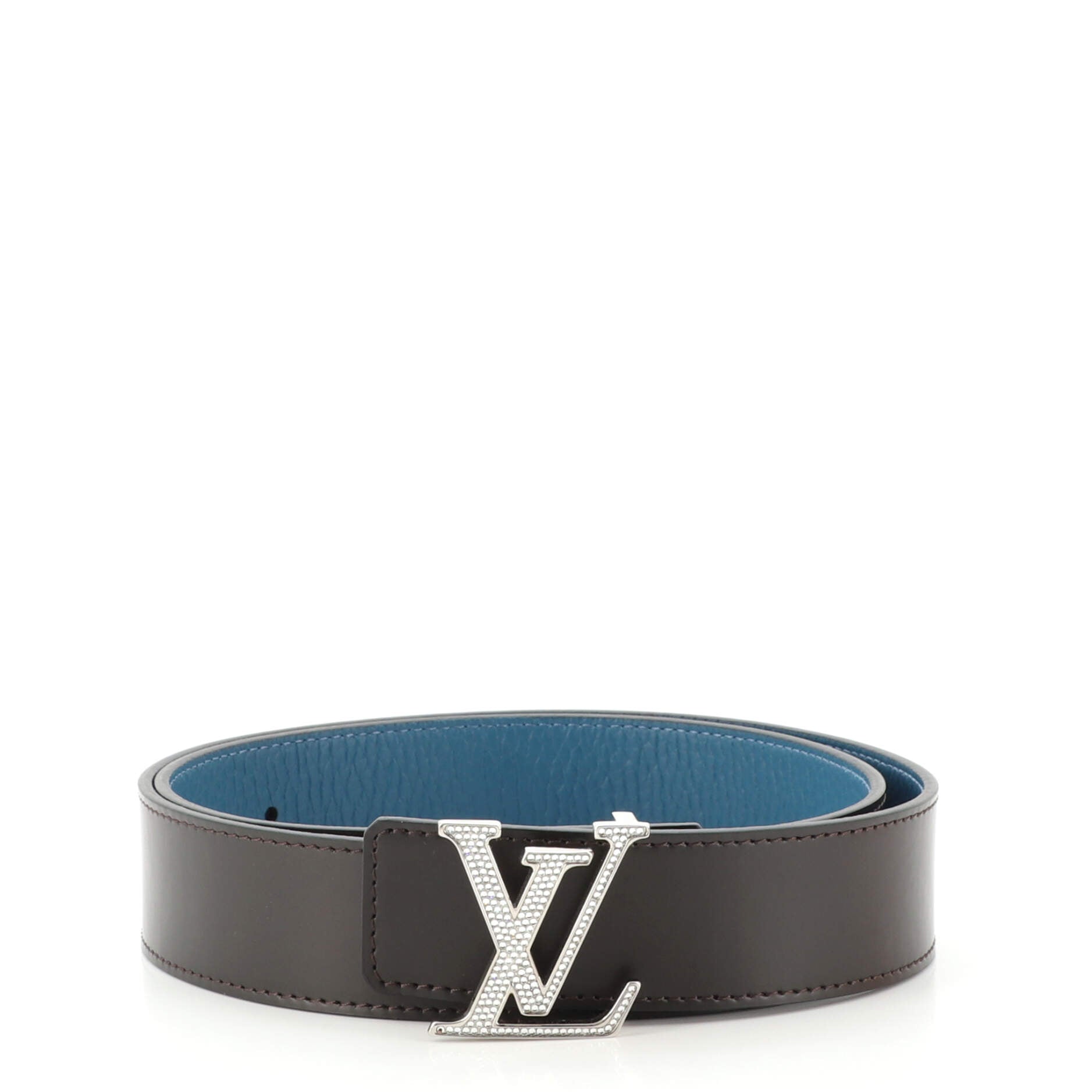 LV Crystals Initiales Reversible Belt Leather Wide 85