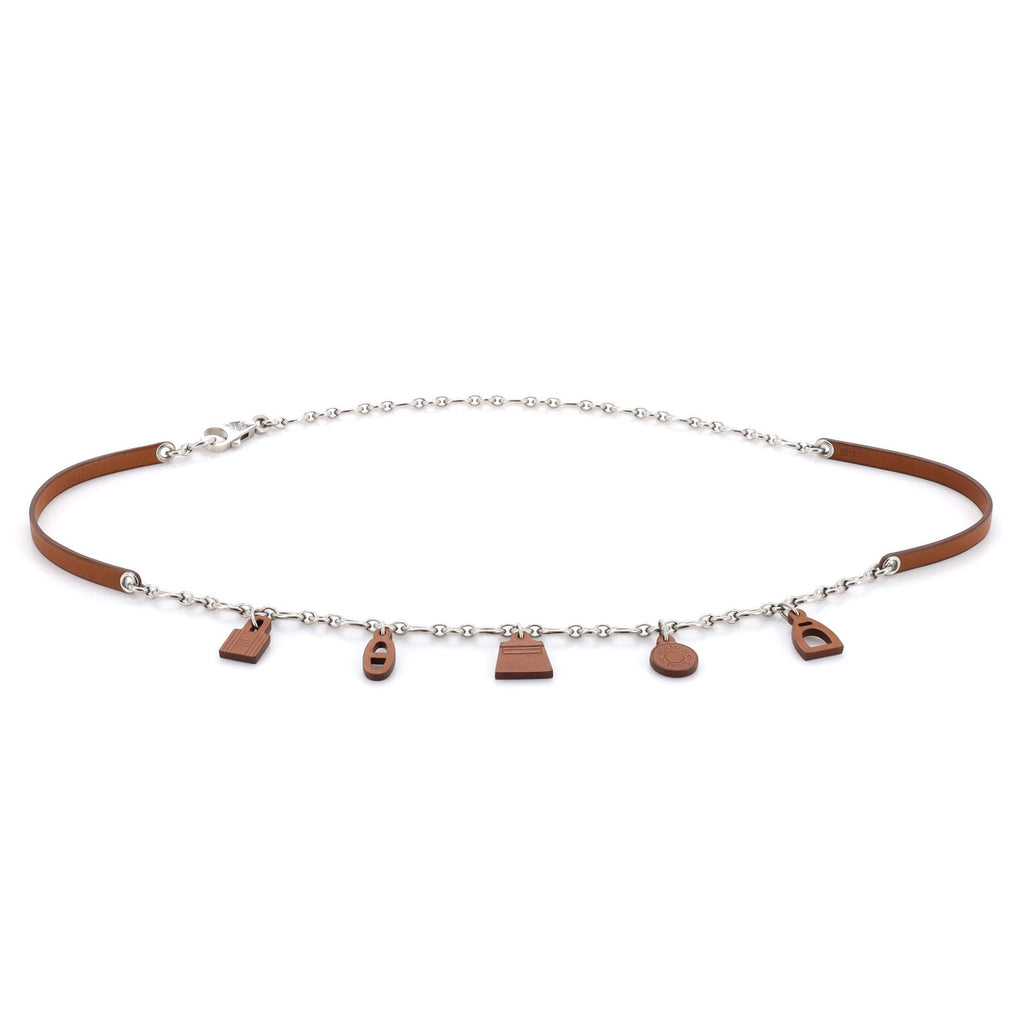 Olga Charm Chain Belt Metal and Leather 95