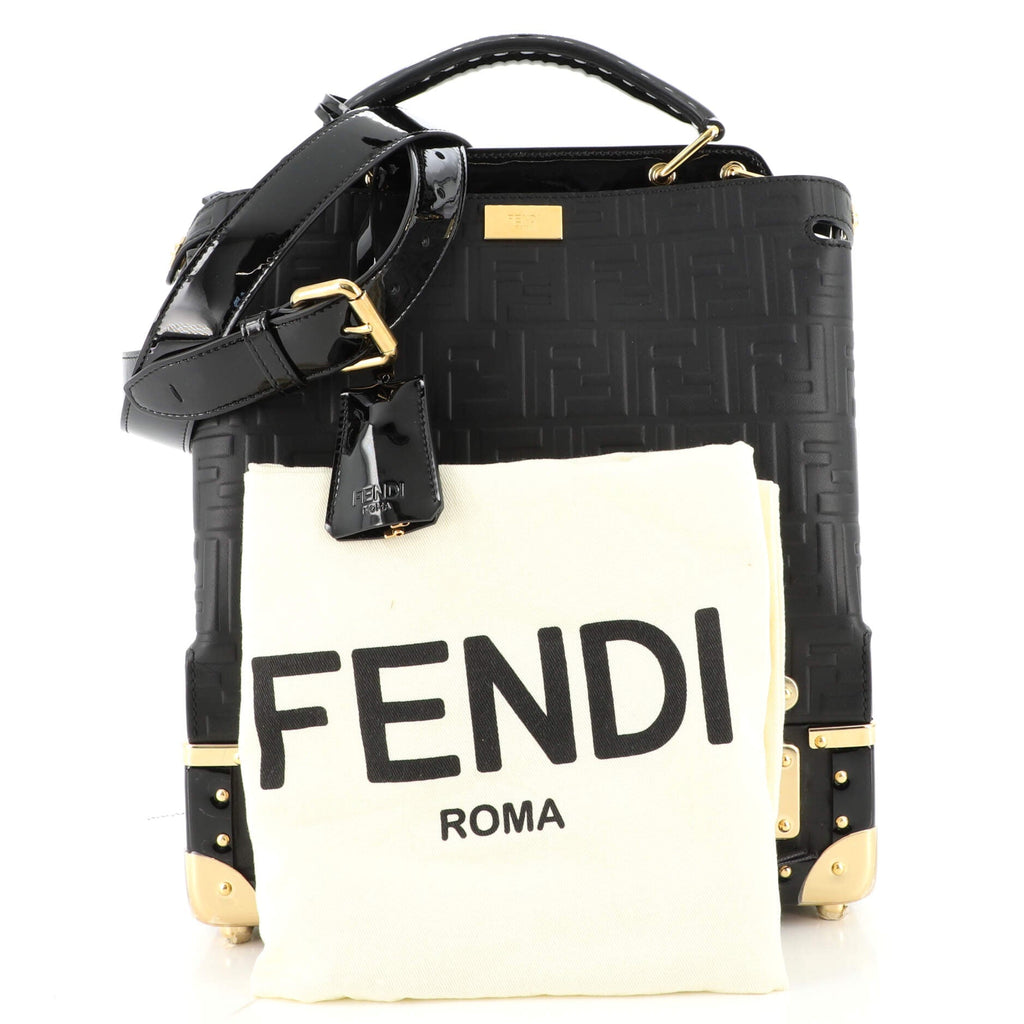 Peekaboo Iconic Essential Bag Zucca Embossed Leather Mini