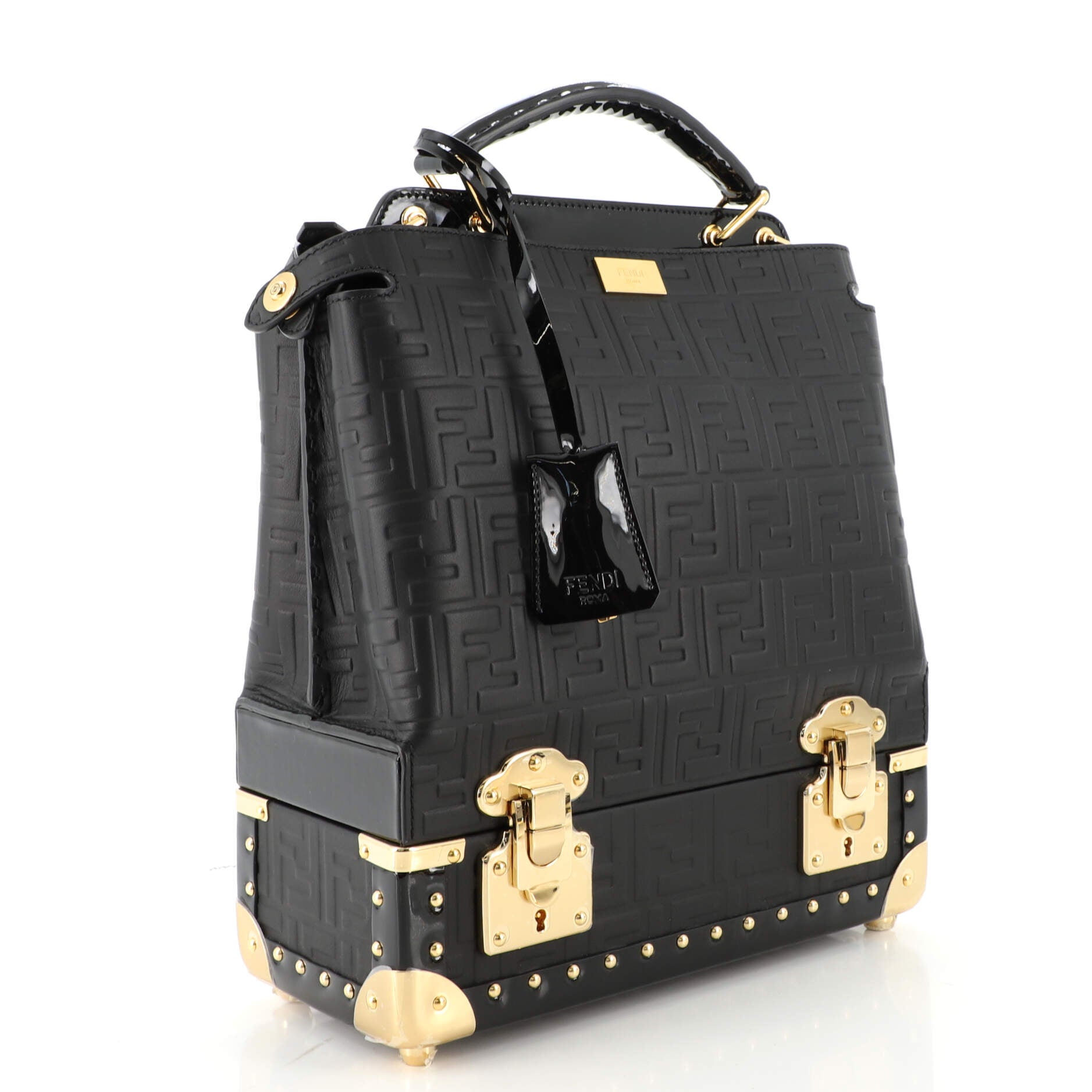 Peekaboo Iconic Essential Bag Zucca Embossed Leather Mini