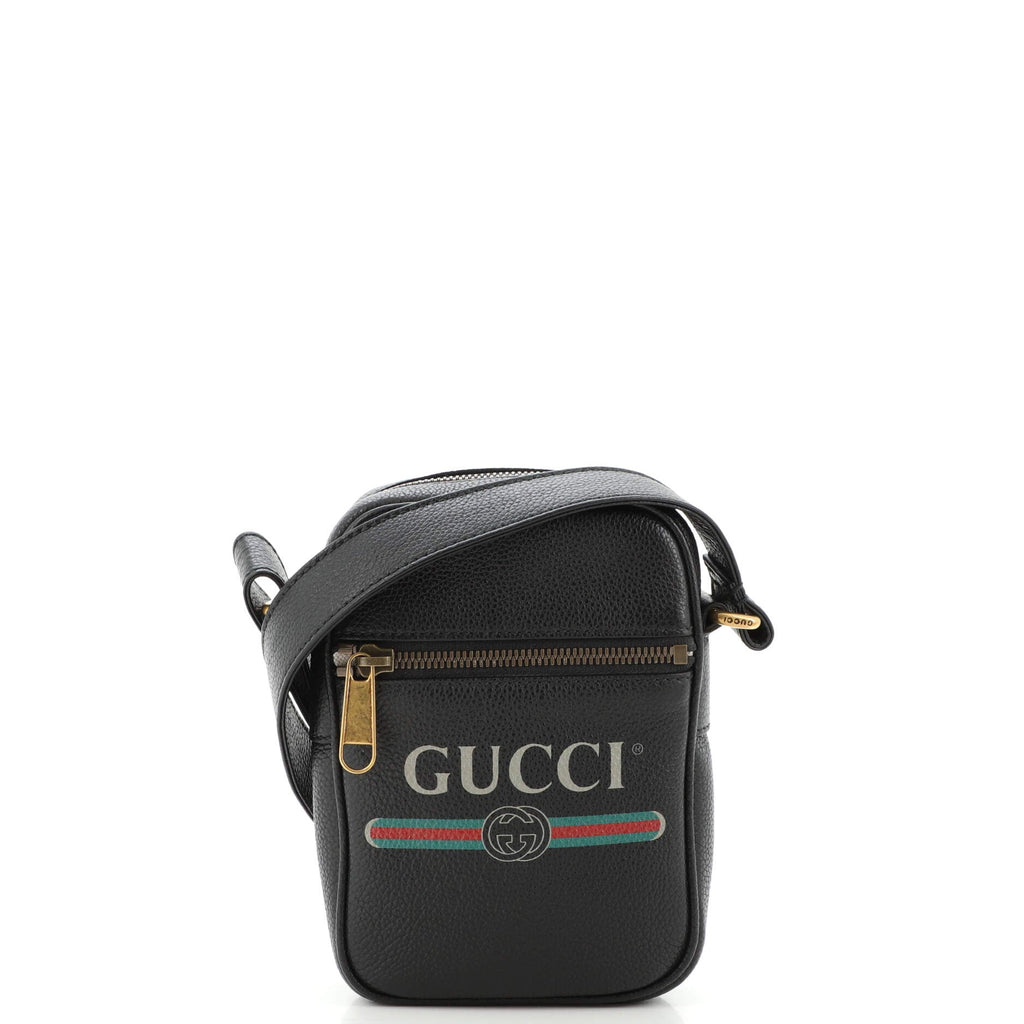 Logo Zip Messenger Bag Printed Leather Mini