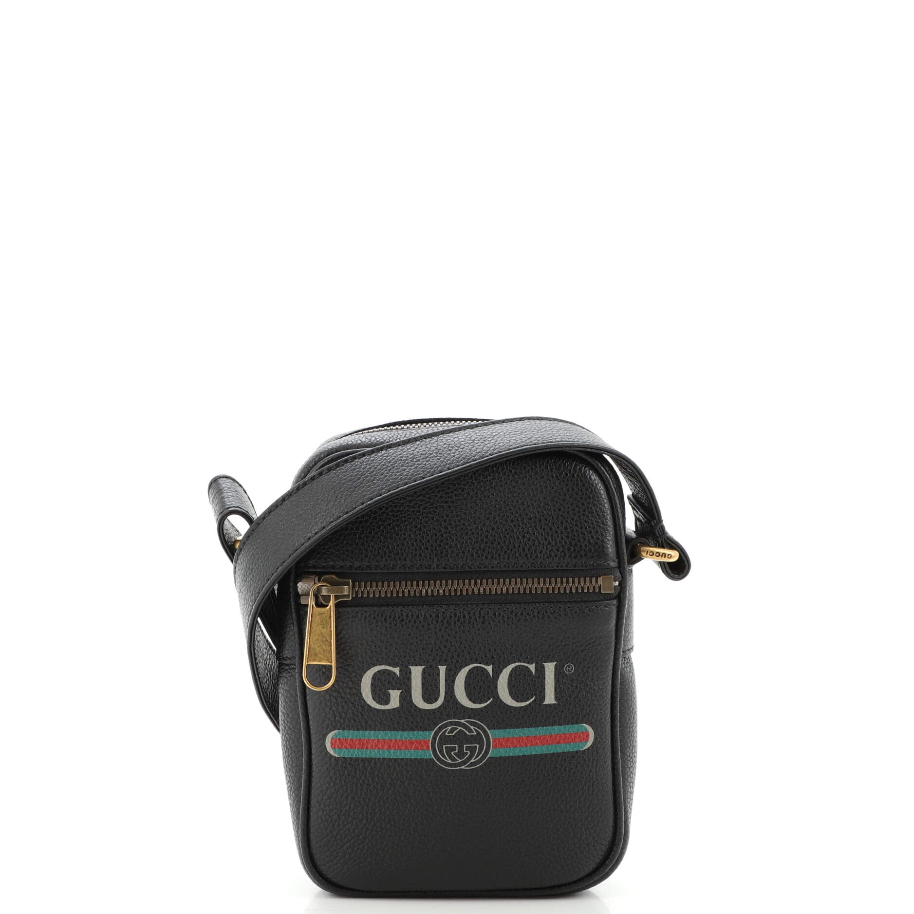 Logo Zip Messenger Bag Printed Leather Mini