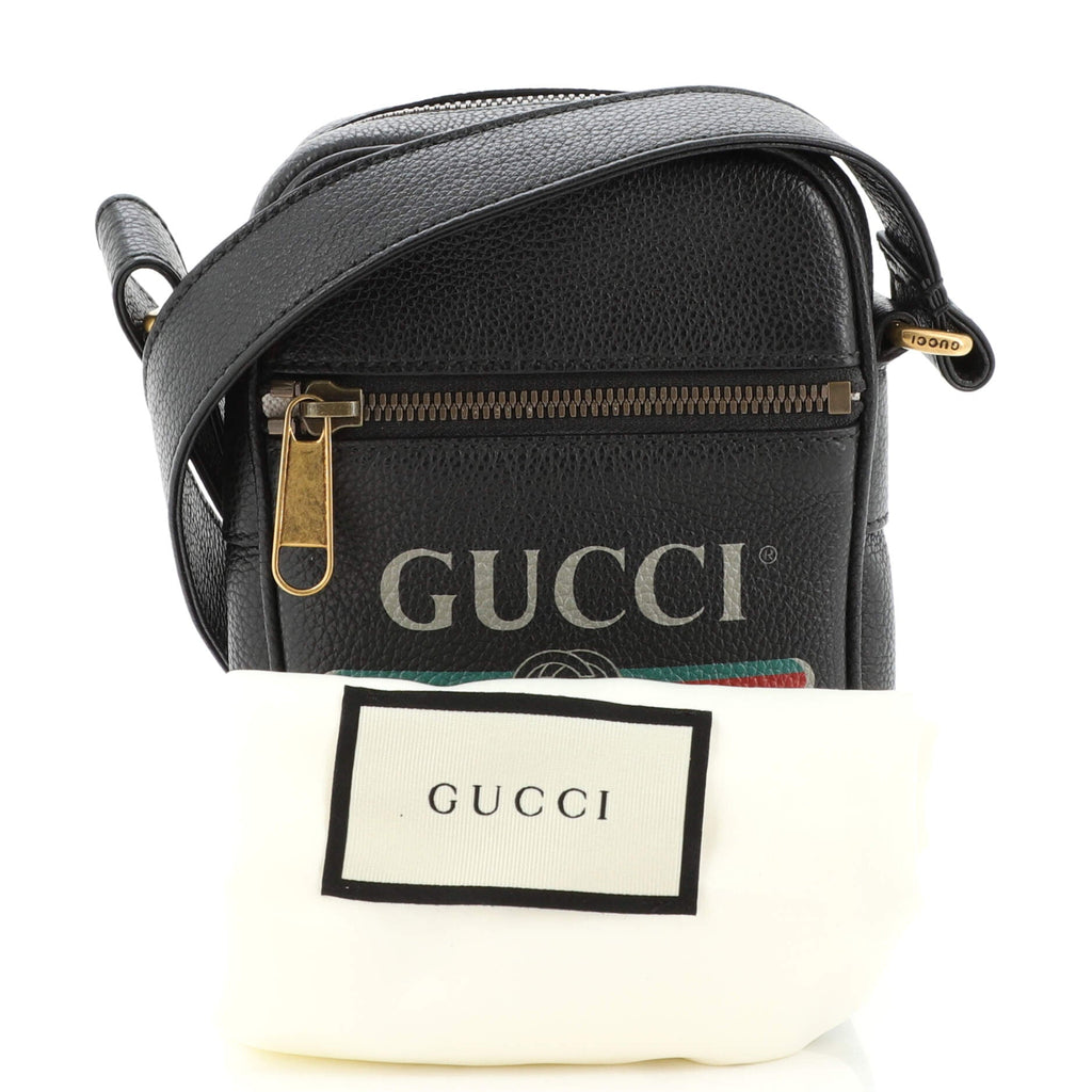 Logo Zip Messenger Bag Printed Leather Mini