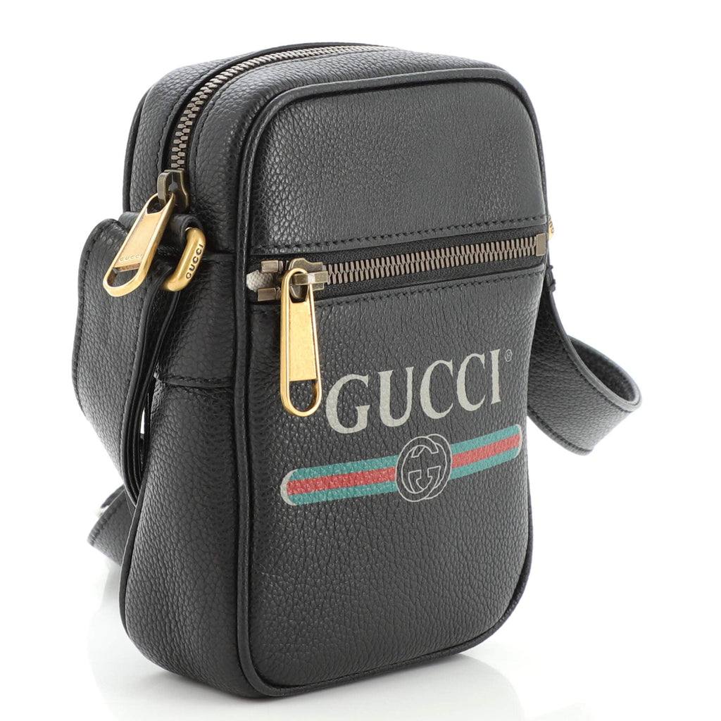 Logo Zip Messenger Bag Printed Leather Mini