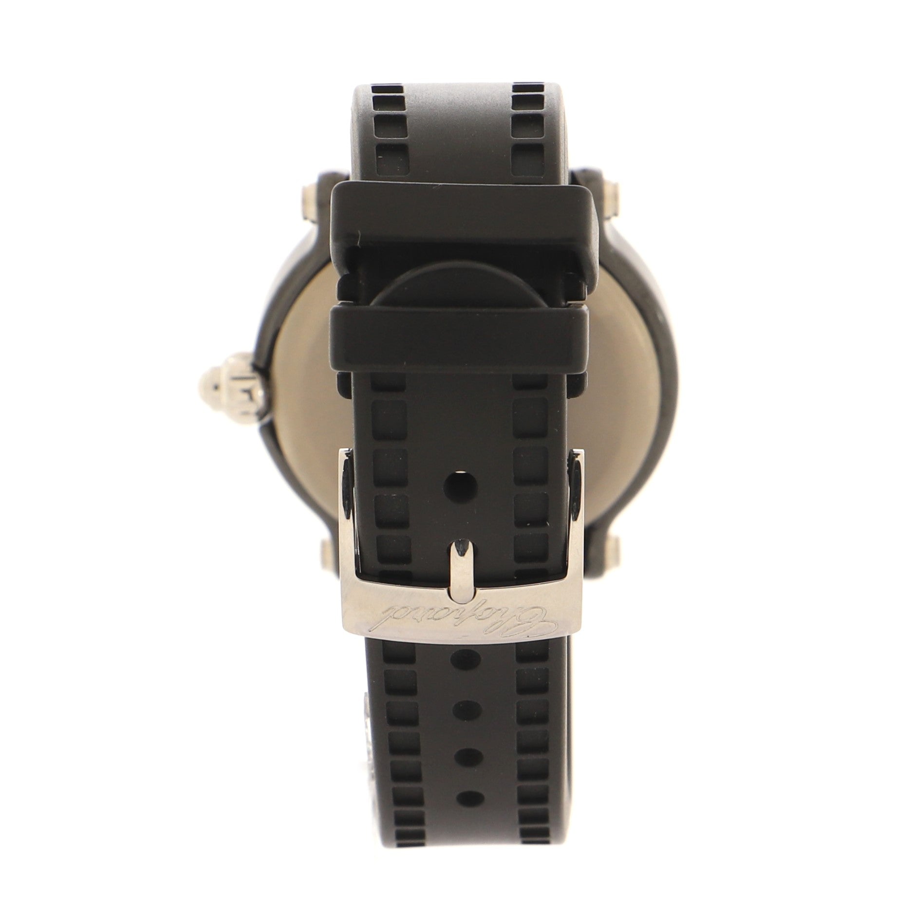 Happy Sport Quartz Watch Stainless Steel and Rubber with Ceramic and Floating Diamonds 38