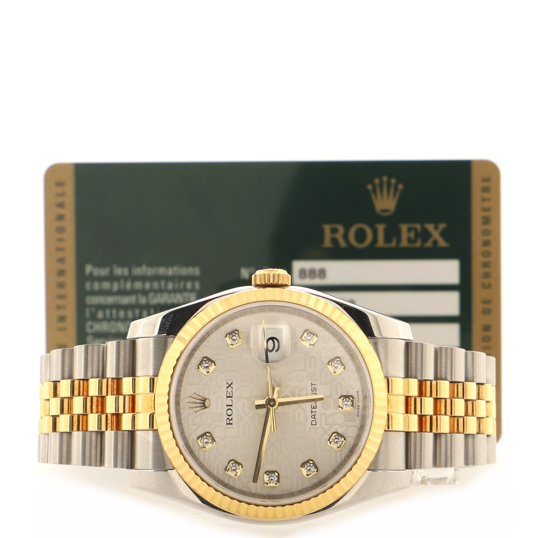 Oyster Perpetual Datejust Automatic Watch Stainless Steel and Yellow Gold with Diamond Markers 36