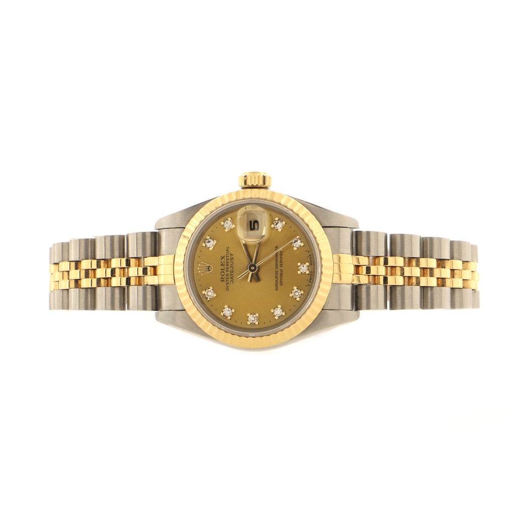 Oyster Perpetual Datejust Automatic Watch Stainless Steel and Yellow Gold with Diamond Markers 26