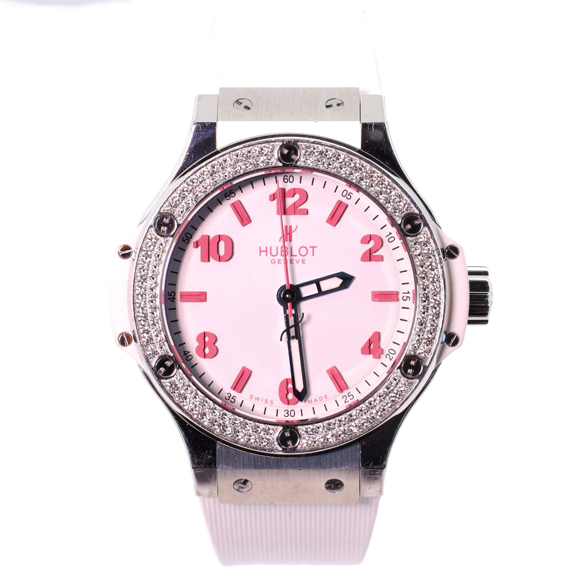 Big Bang Quartz Watch Stainless Steel and Rubber with Diamond Bezel 38