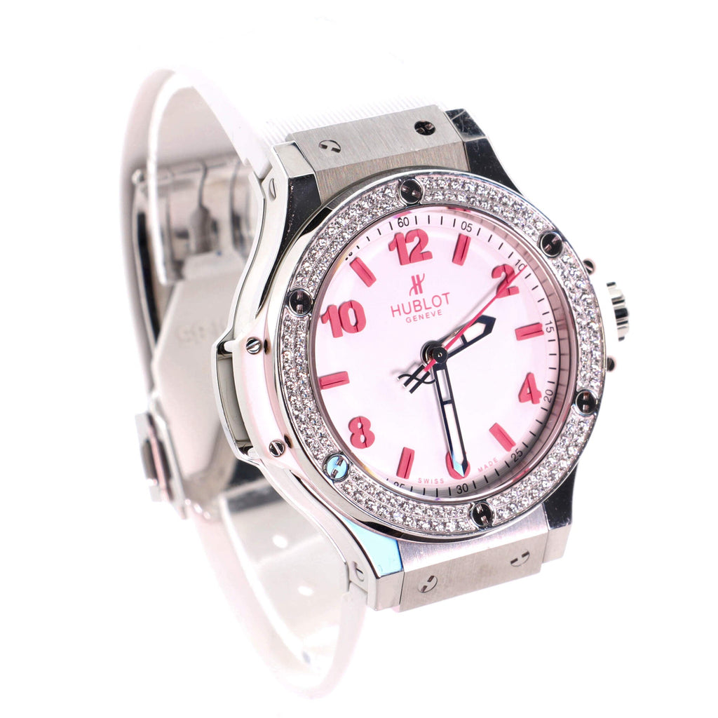 Big Bang Quartz Watch Stainless Steel and Rubber with Diamond Bezel 38