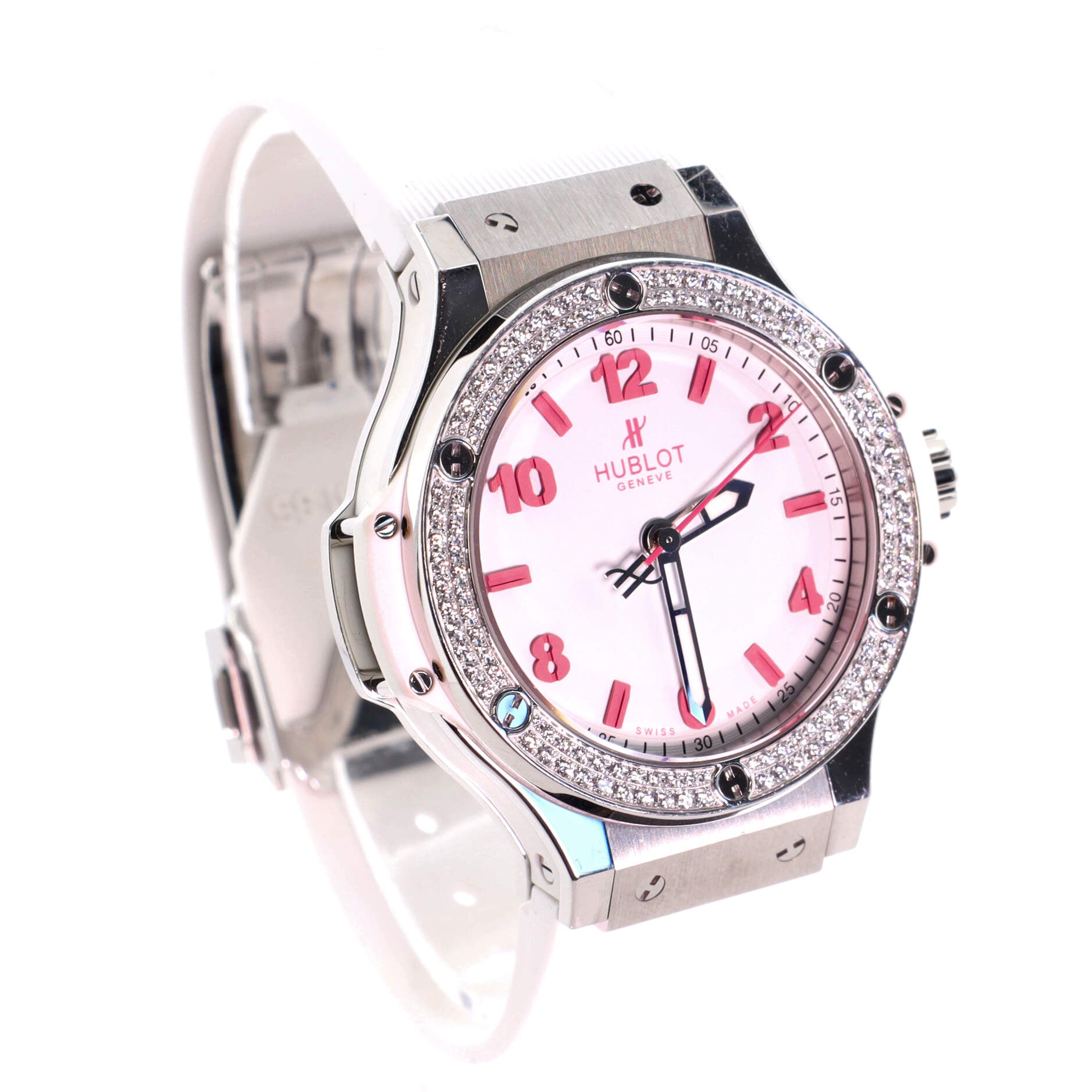 Big Bang Quartz Watch Stainless Steel and Rubber with Diamond Bezel 38