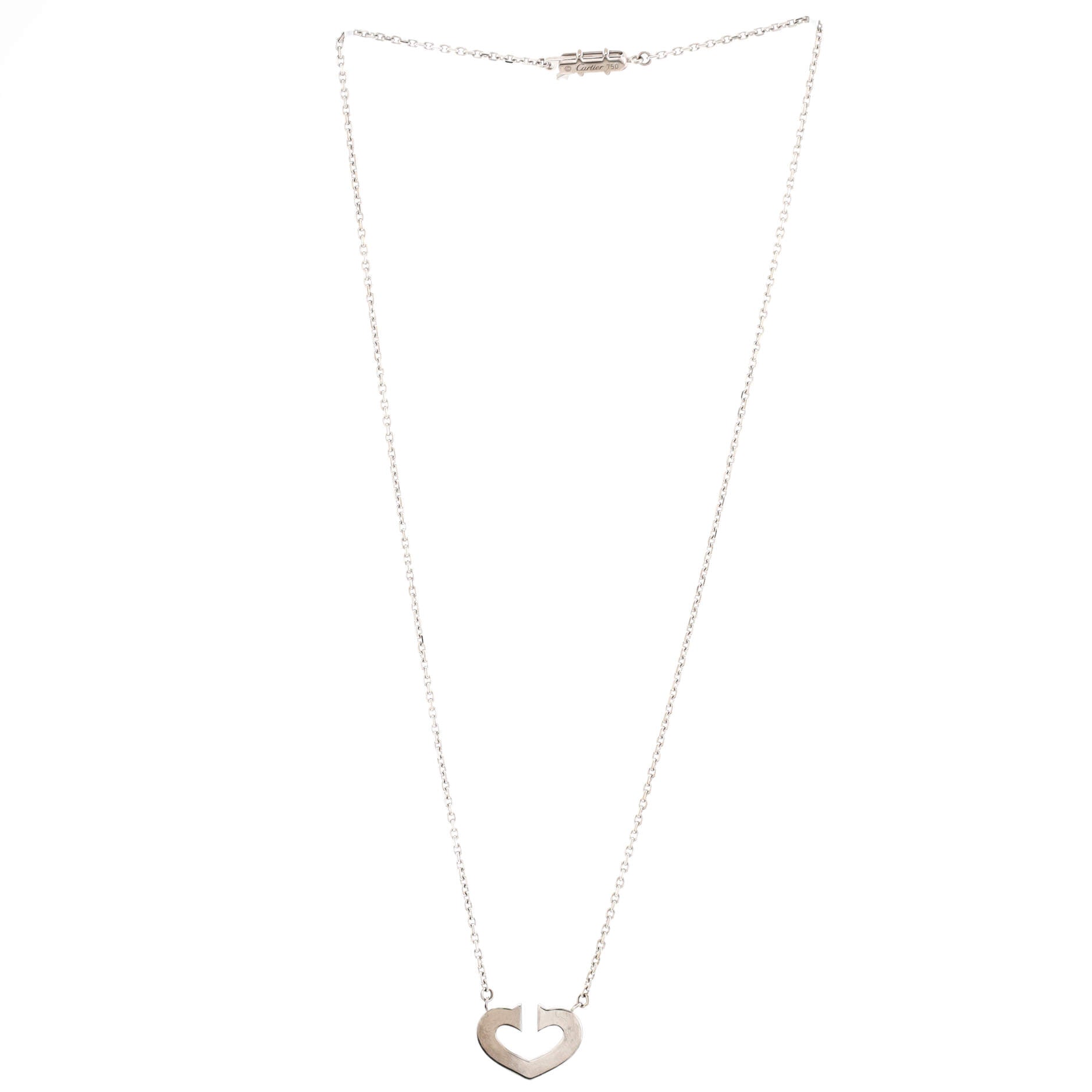 C Heart de Cartier Pendant Necklace 18K White Gold