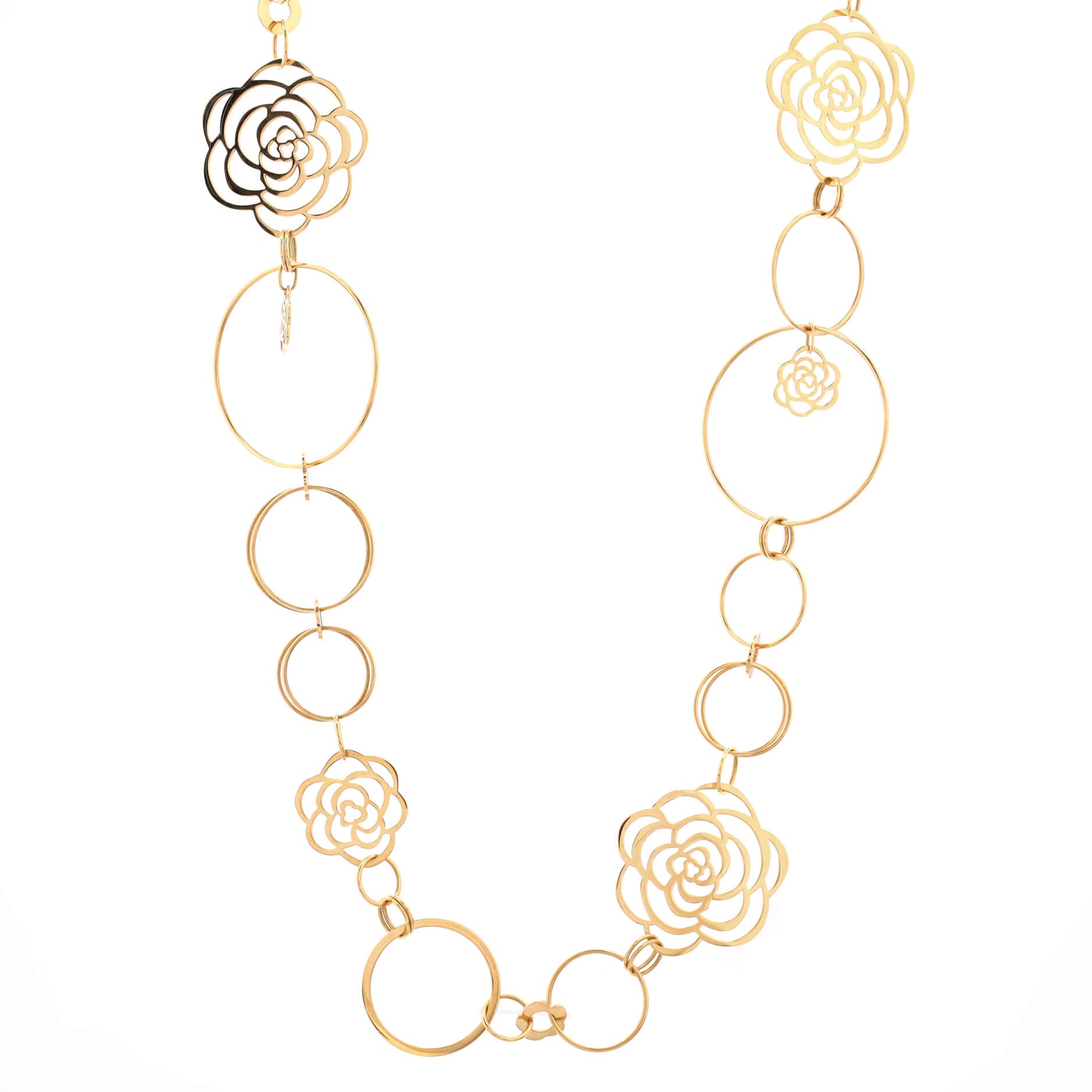 Camellia 5 Motif Necklace 18K Yellow Gold