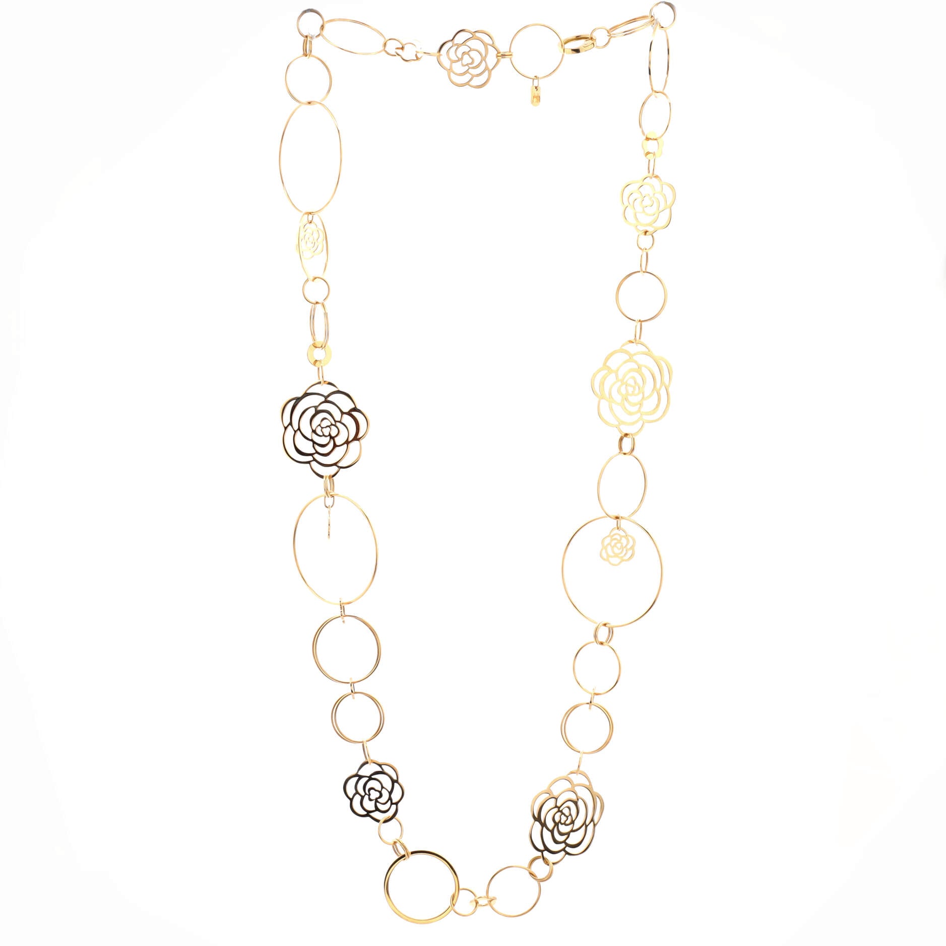 Camellia 5 Motif Necklace 18K Yellow Gold