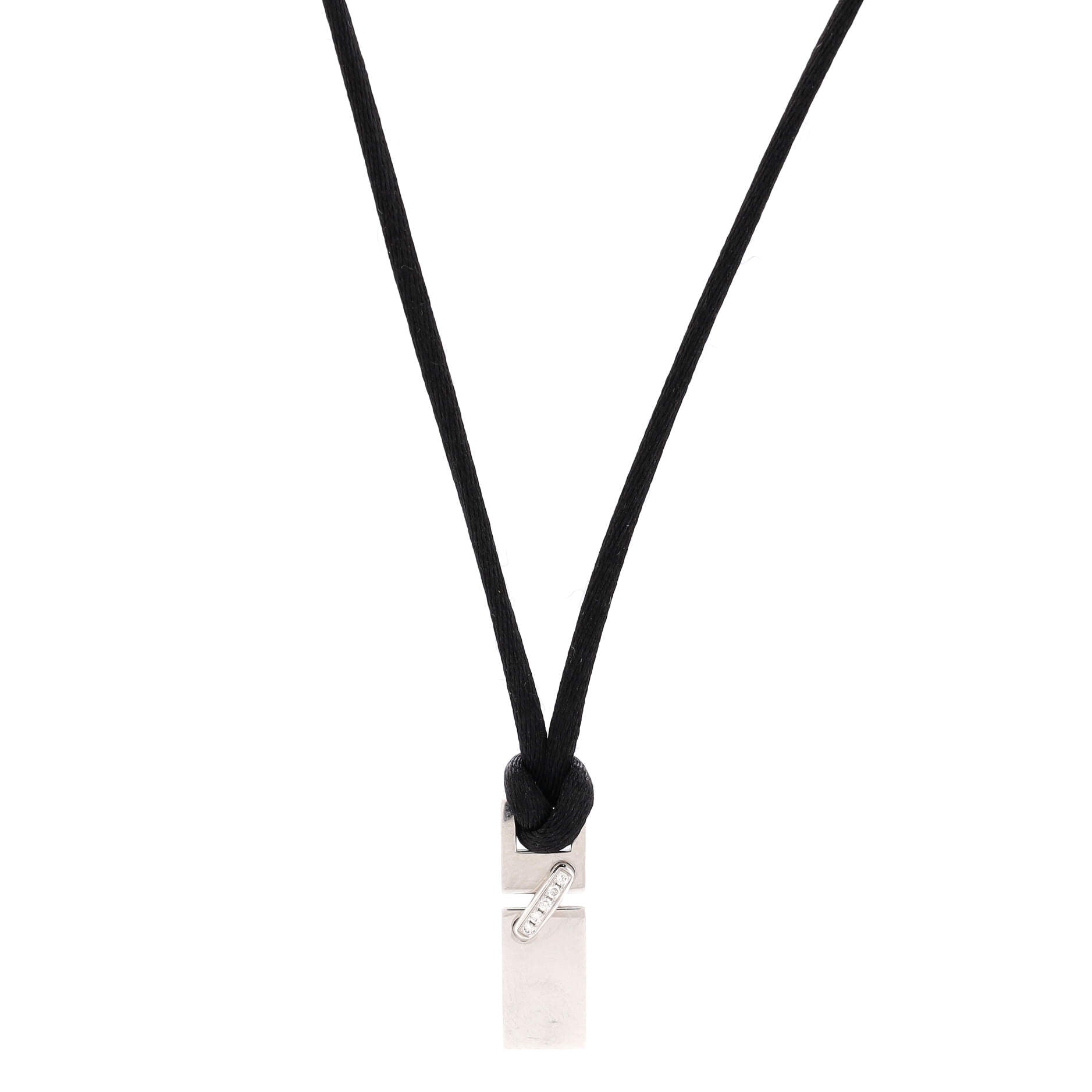 Liens Pendant Necklace 18K White Gold with Diamond