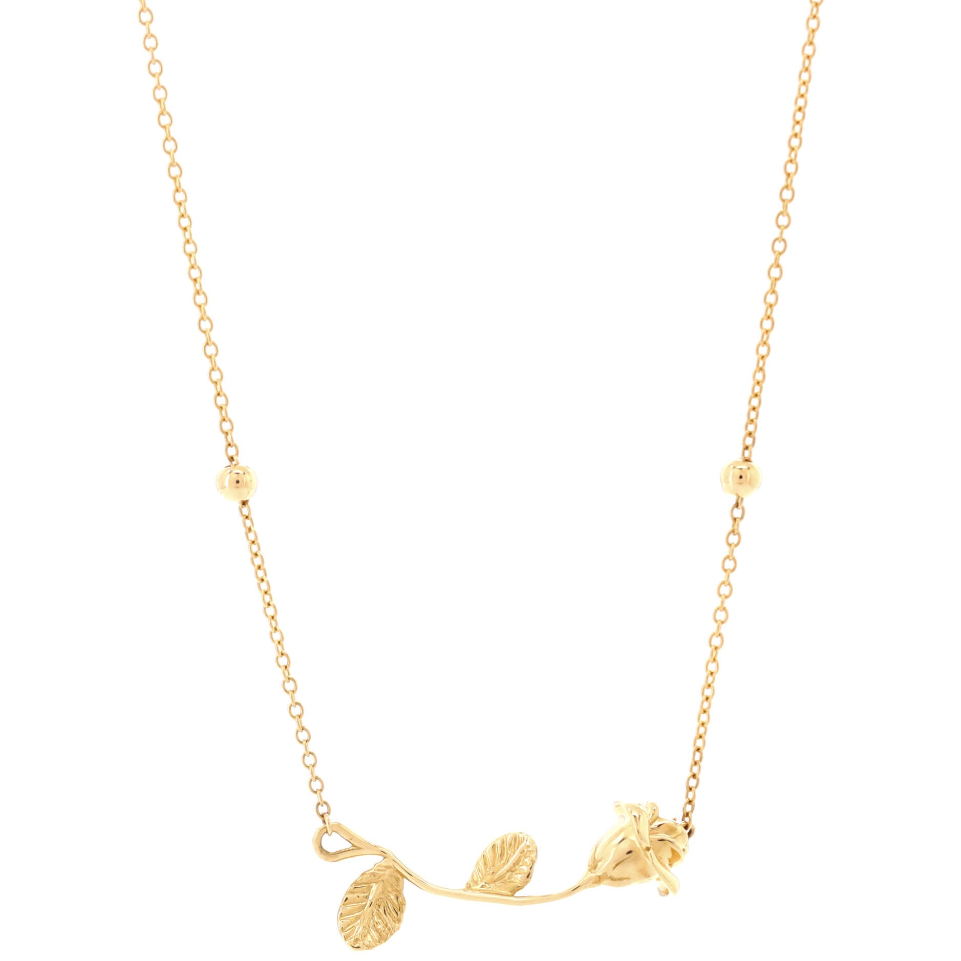 Rose Pendant Necklace 18K Yellow Gold