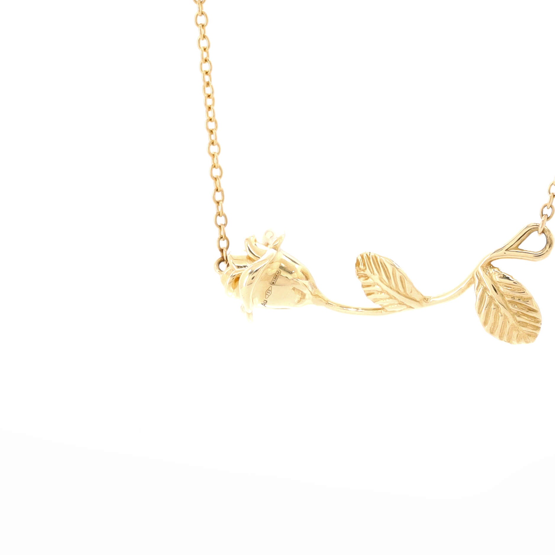 Rose Pendant Necklace 18K Yellow Gold
