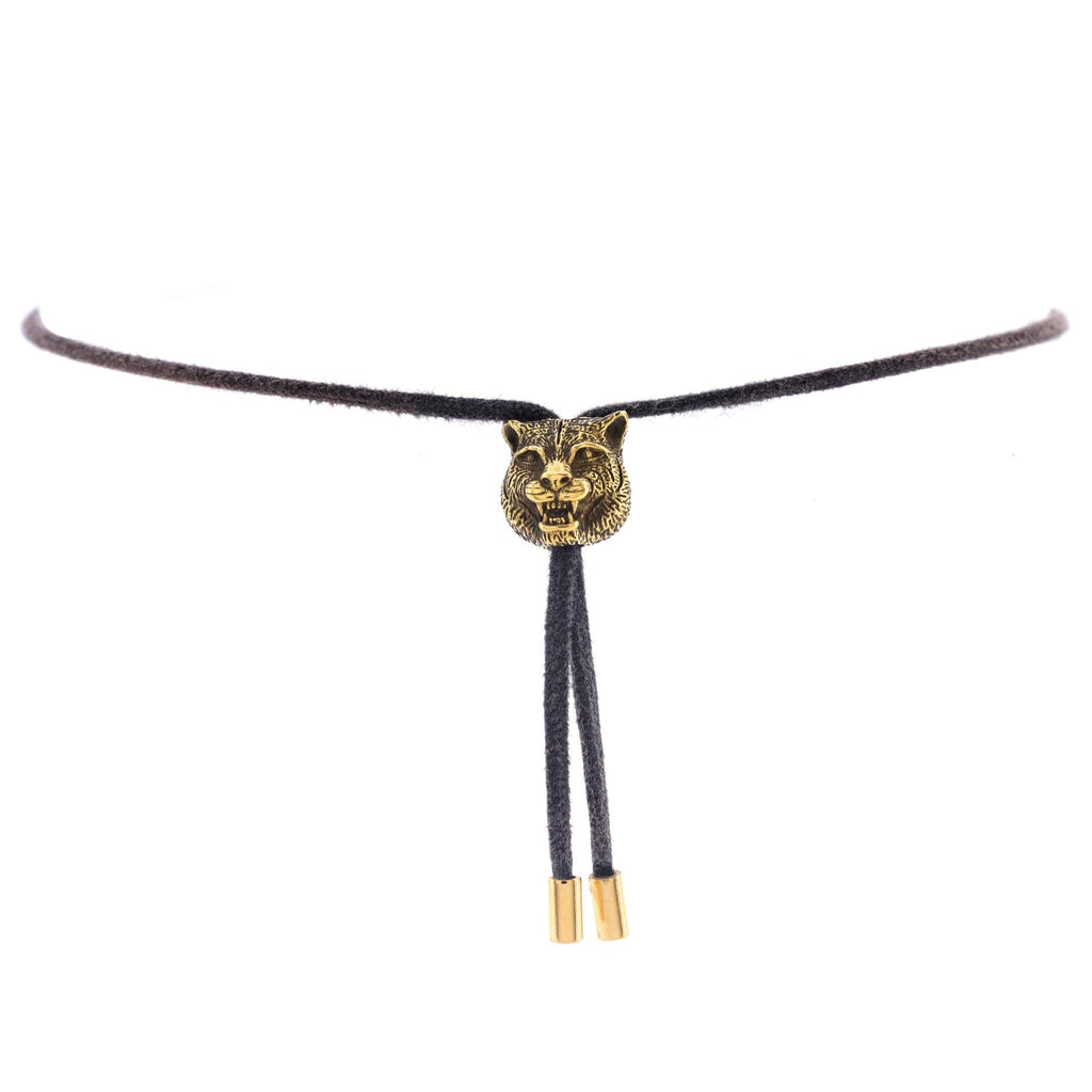 Feline Head Pendant Necklace Bracelet Metal with Cord