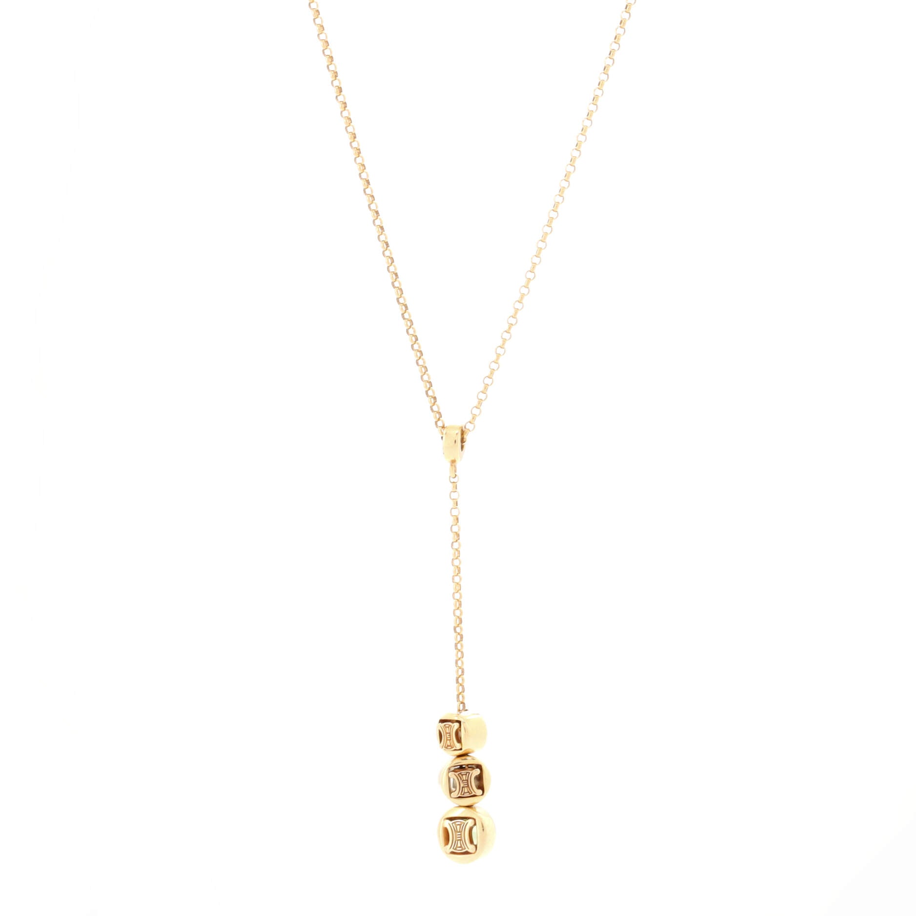 Lariat Necklace 18K Yellow Gold with Peridot and Moonstones