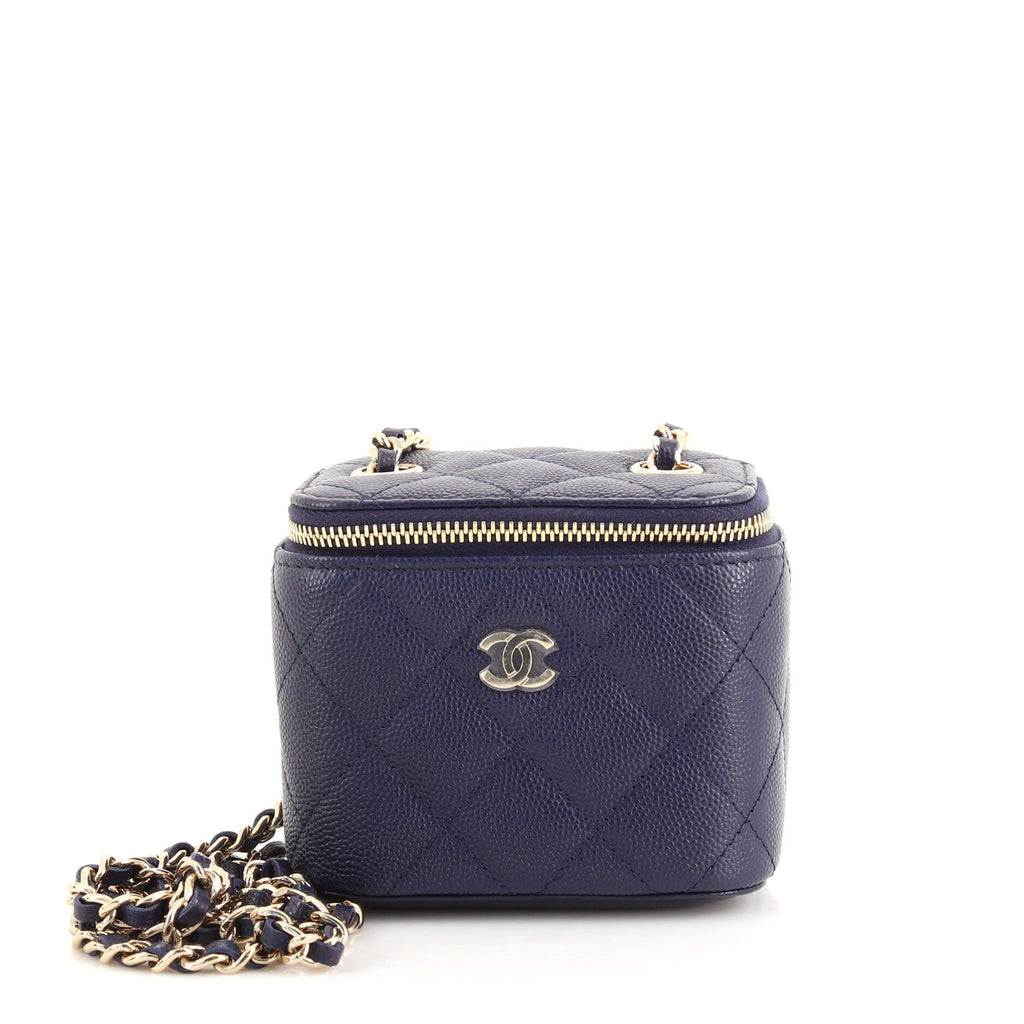 Classic Vanity Case with Chain Quilted Caviar Mini