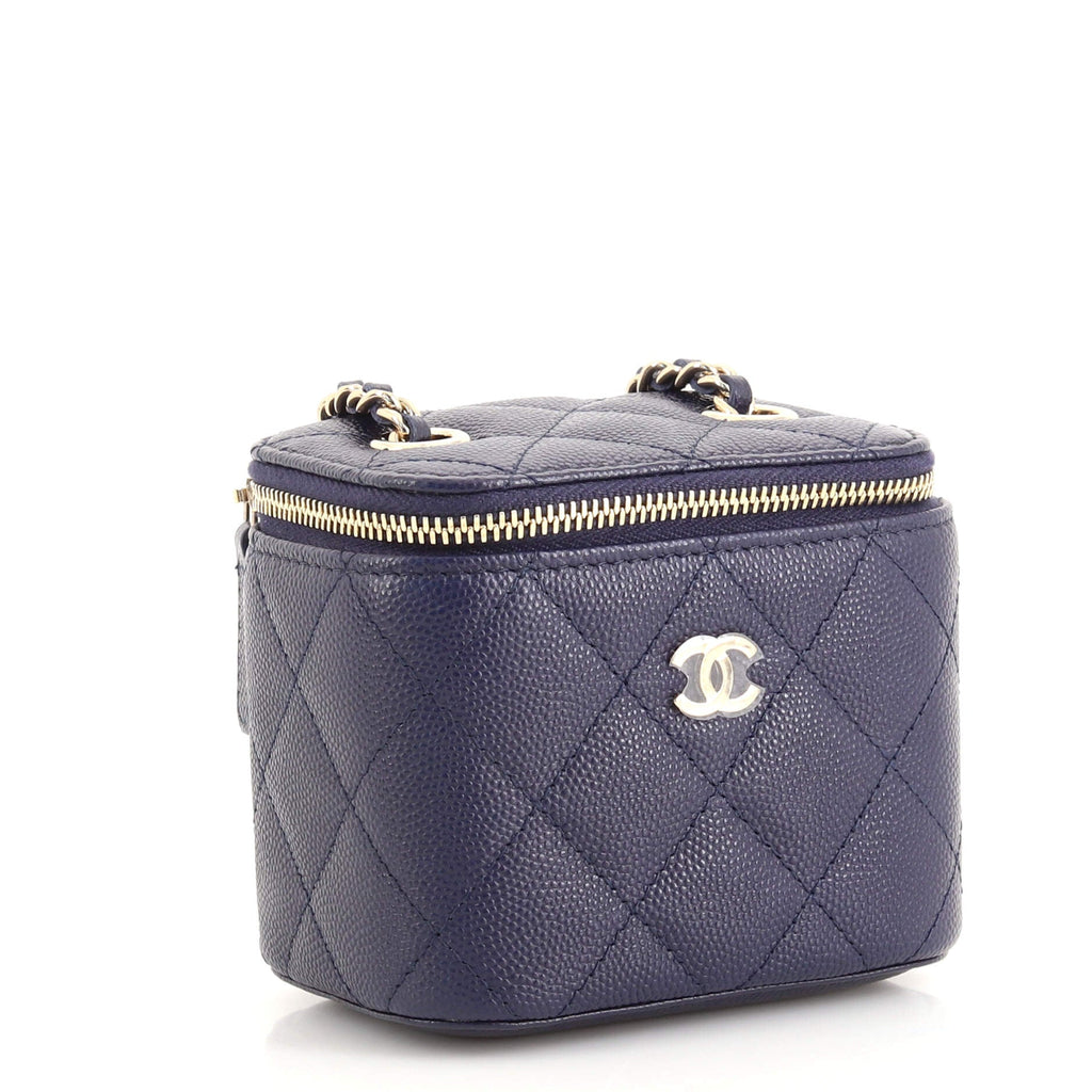 Classic Vanity Case with Chain Quilted Caviar Mini