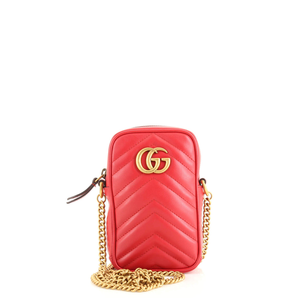 GG Marmont Vertical Phone Crossbody Bag Matelasse Leather Mini