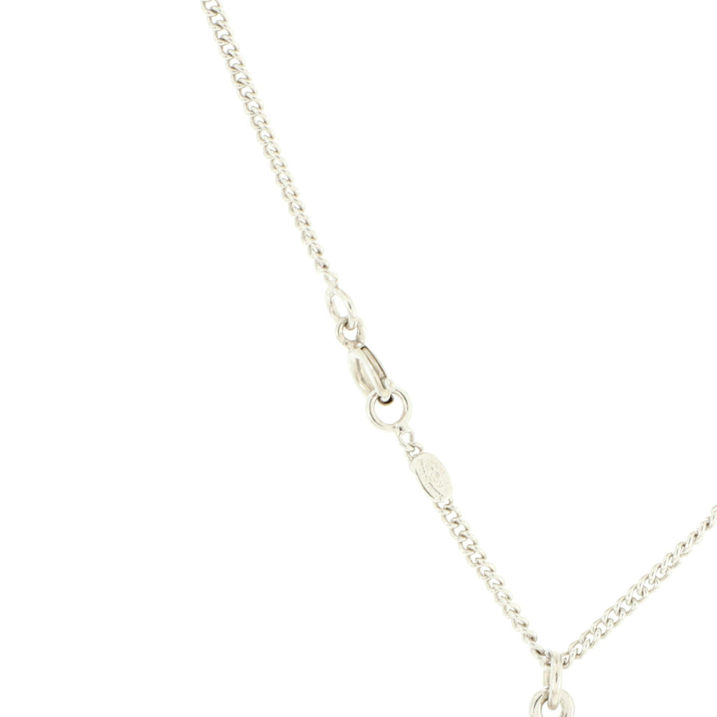 CC Long Pendant Necklace Crystal Embellished Metal