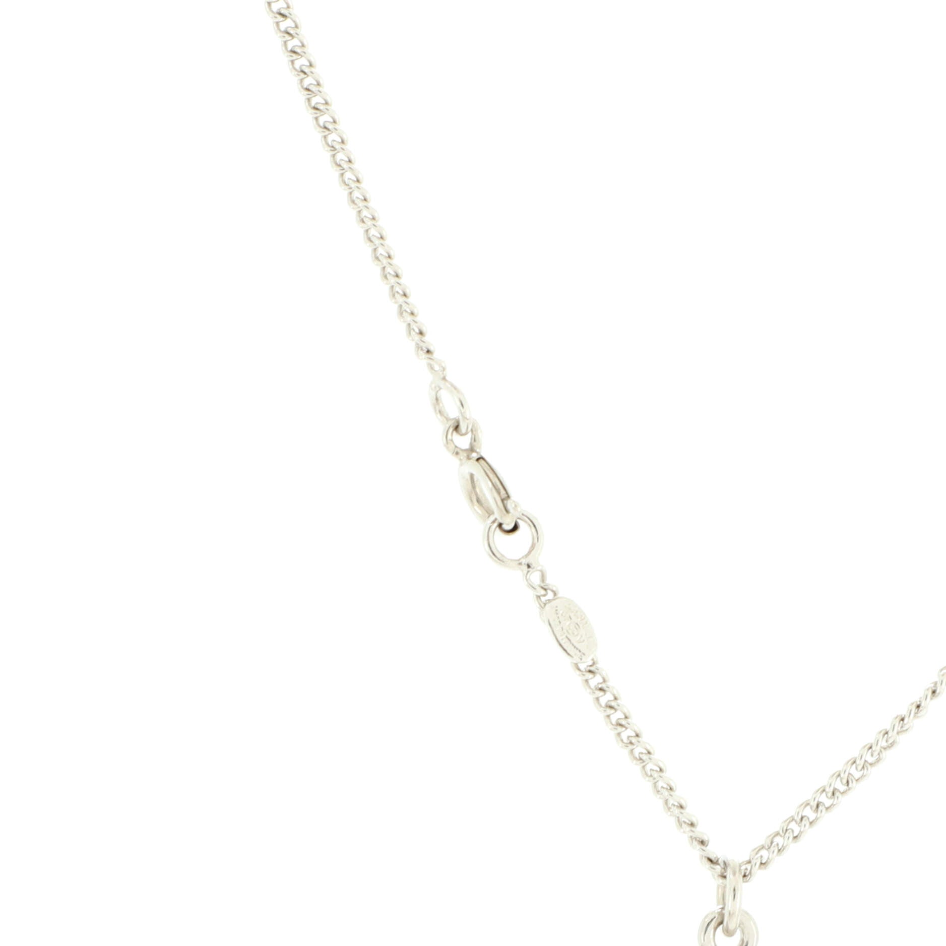 CC Long Pendant Necklace Crystal Embellished Metal