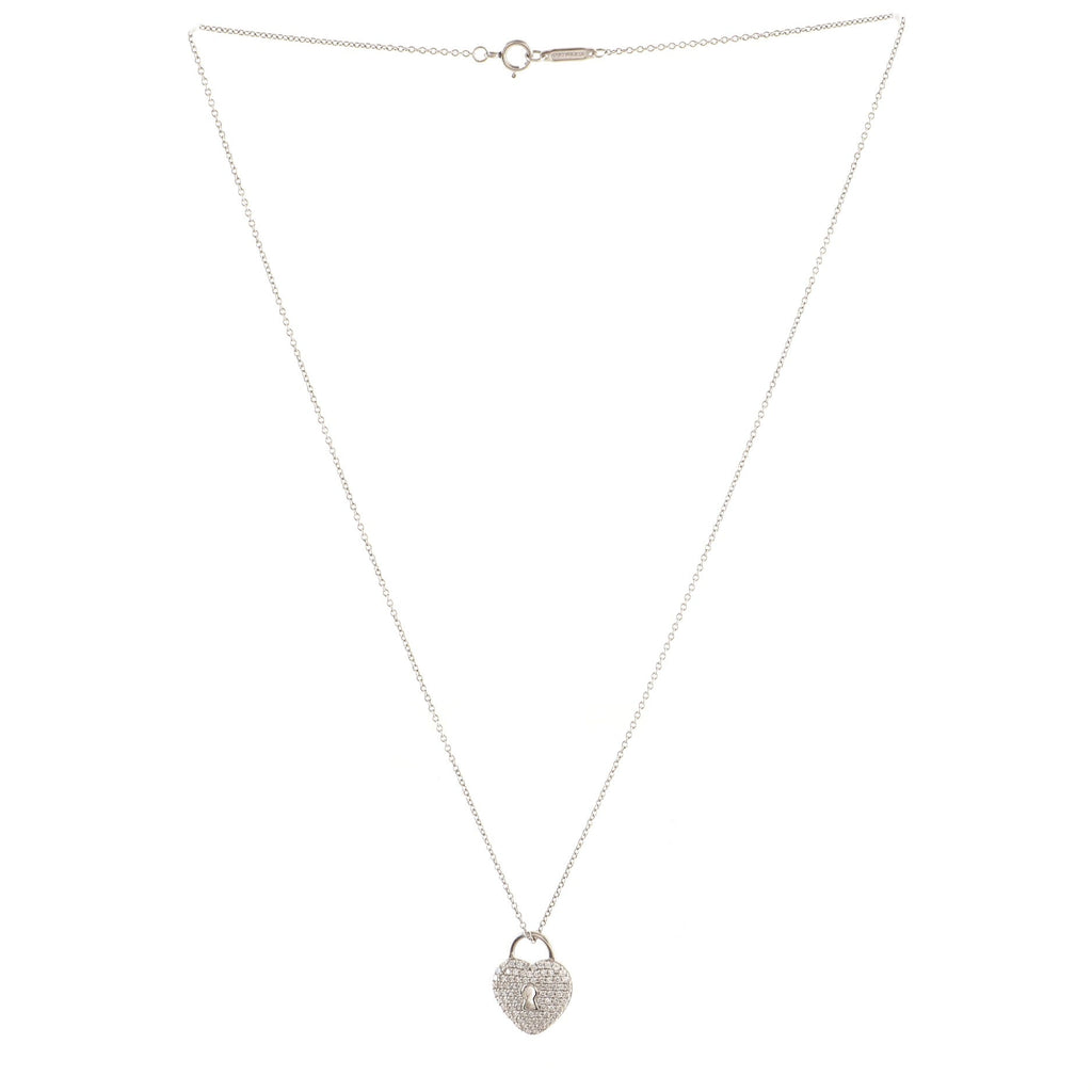 Heart Lock Pendant Necklace Platinum and Diamonds