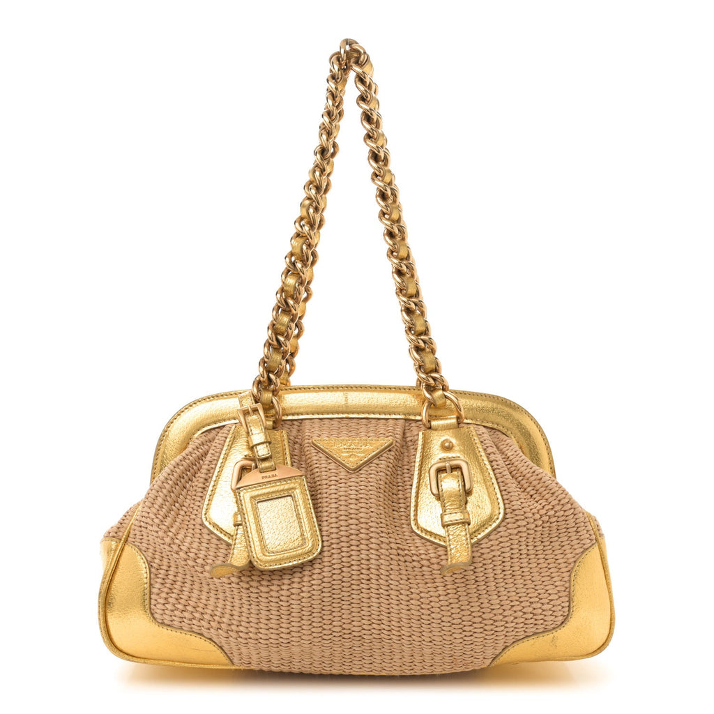 Paglia Cinghiale Frame Tote Naturale Oro