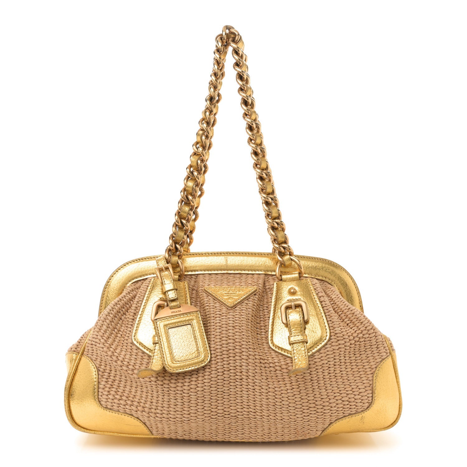 Paglia Cinghiale Frame Tote Naturale Oro