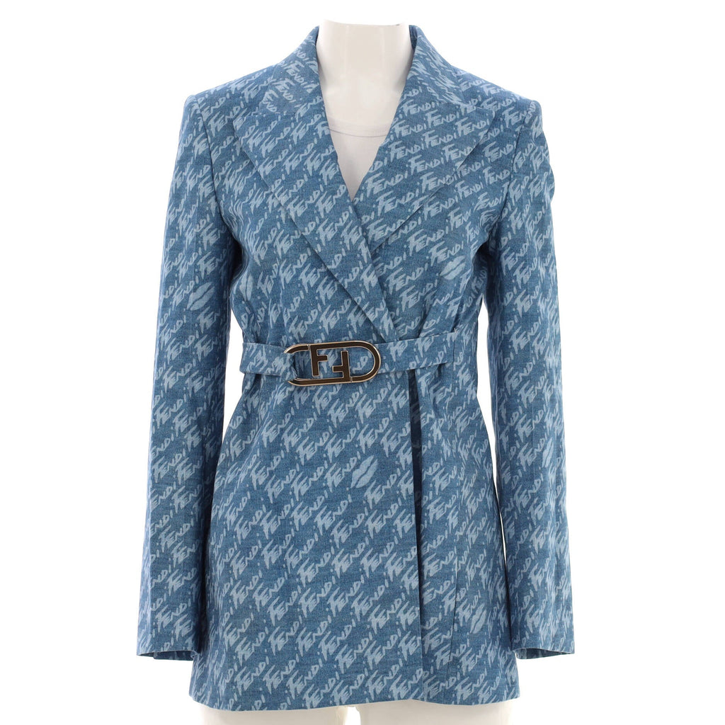 Women's O'Lock Buckle Wrap Blazer Printed Cotton