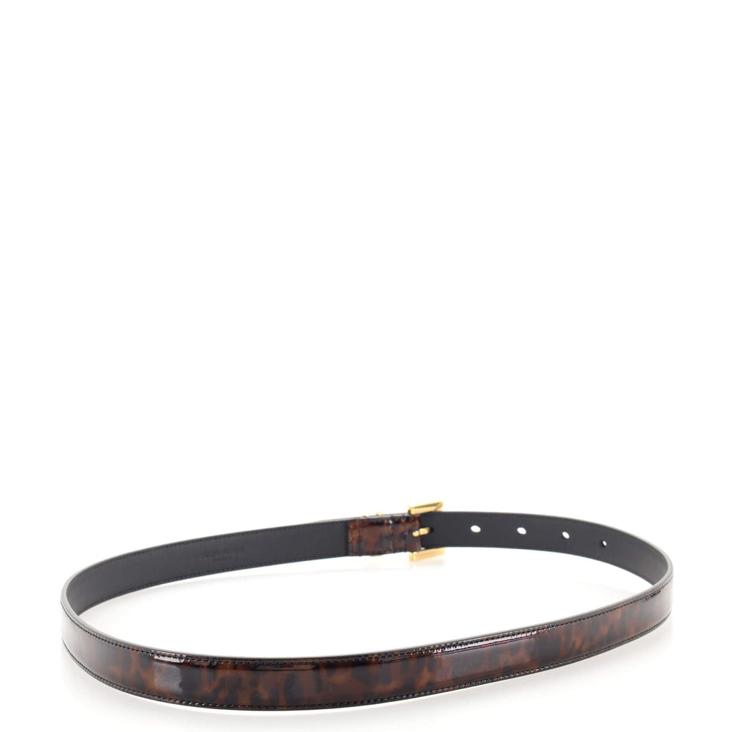 Classic Monogram Square Buckle Belt Printed Patent Thin 80