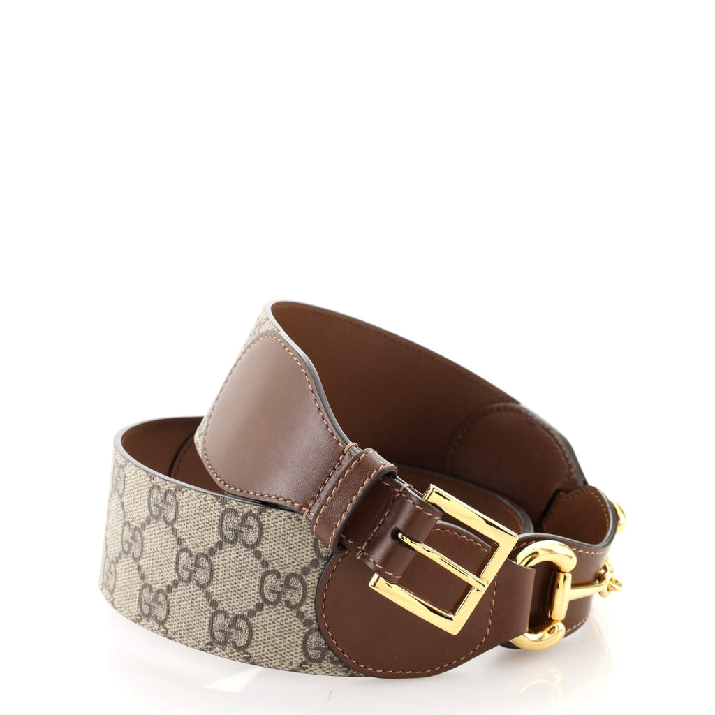 Horsebit Belt GG Coated Canvas and Leather Wide 75