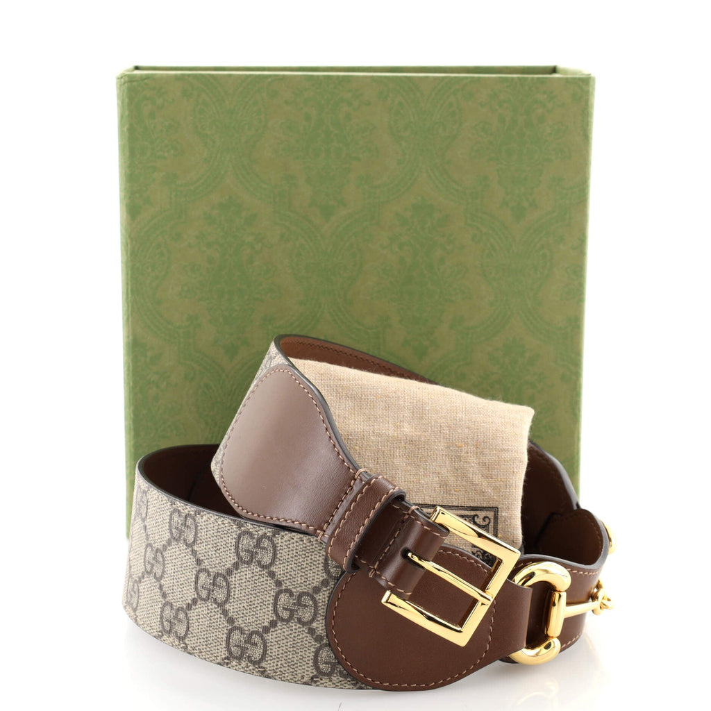 Horsebit Belt GG Coated Canvas and Leather Wide 75