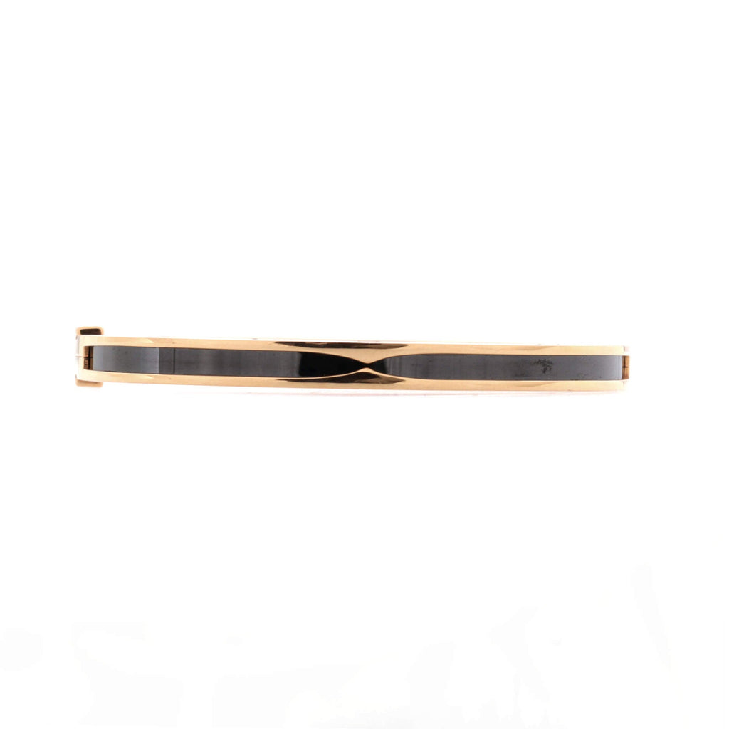 B.Zero1 Hinged Bangle Bracelet 18K Rose Gold and Black Ceramic 5.5mm