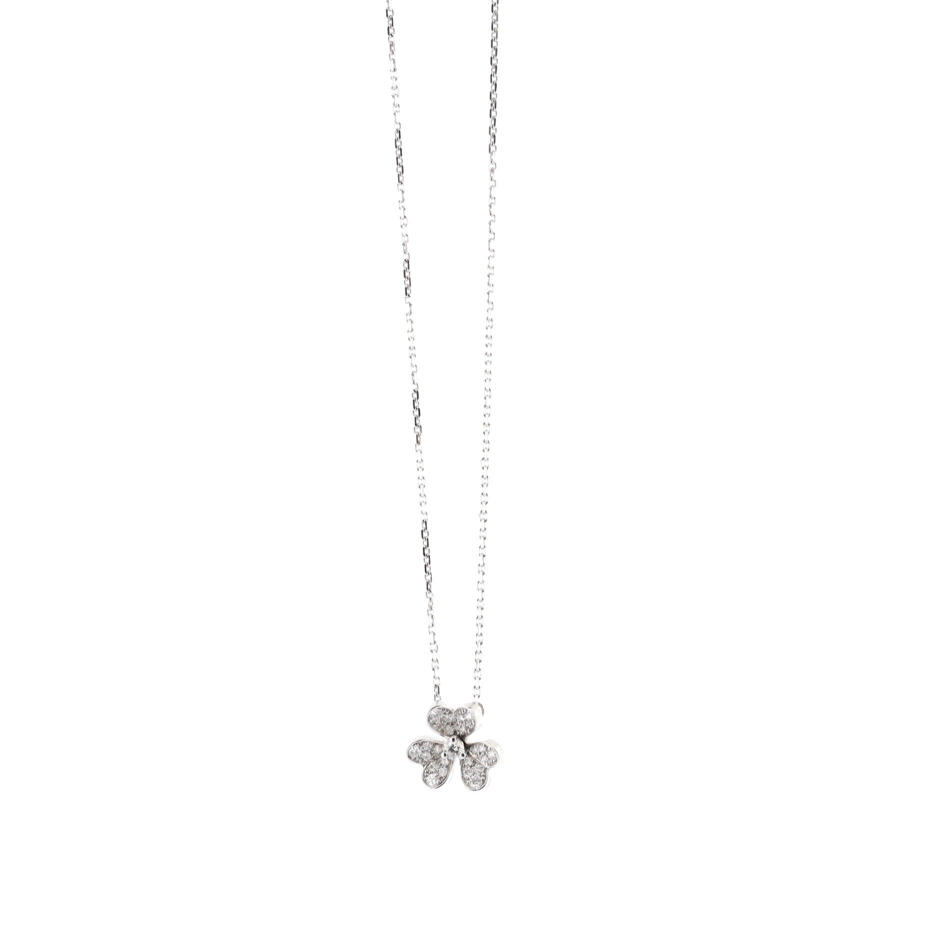 Frivole Pendant Necklace 18K White Gold with Pave Diamonds Mini