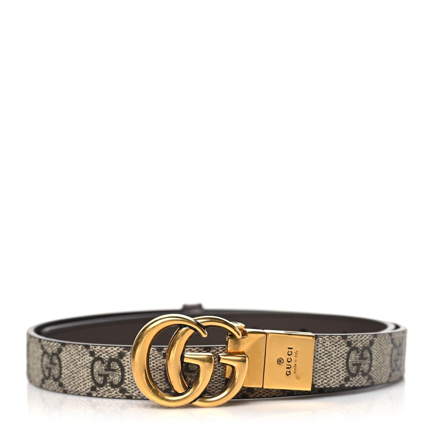GG Supreme Monogram Plutone Calfskin Double G Reversible 37mm Belt 70 28 Beige Ebony New Acero