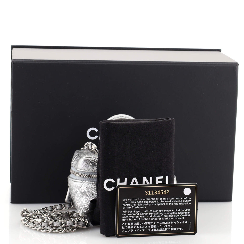 Top Handle Zip Around Vanity Case with Chain Quilted Caviar Mini
