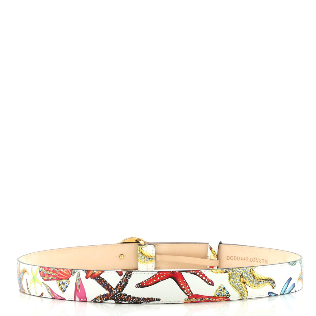 Medusa Buckle Belt Printed Leather Wide 90