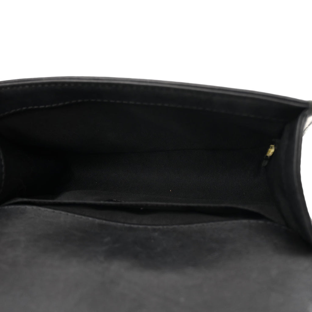 Calfskin Quilted Embellished Metal Small Boy Flap Black