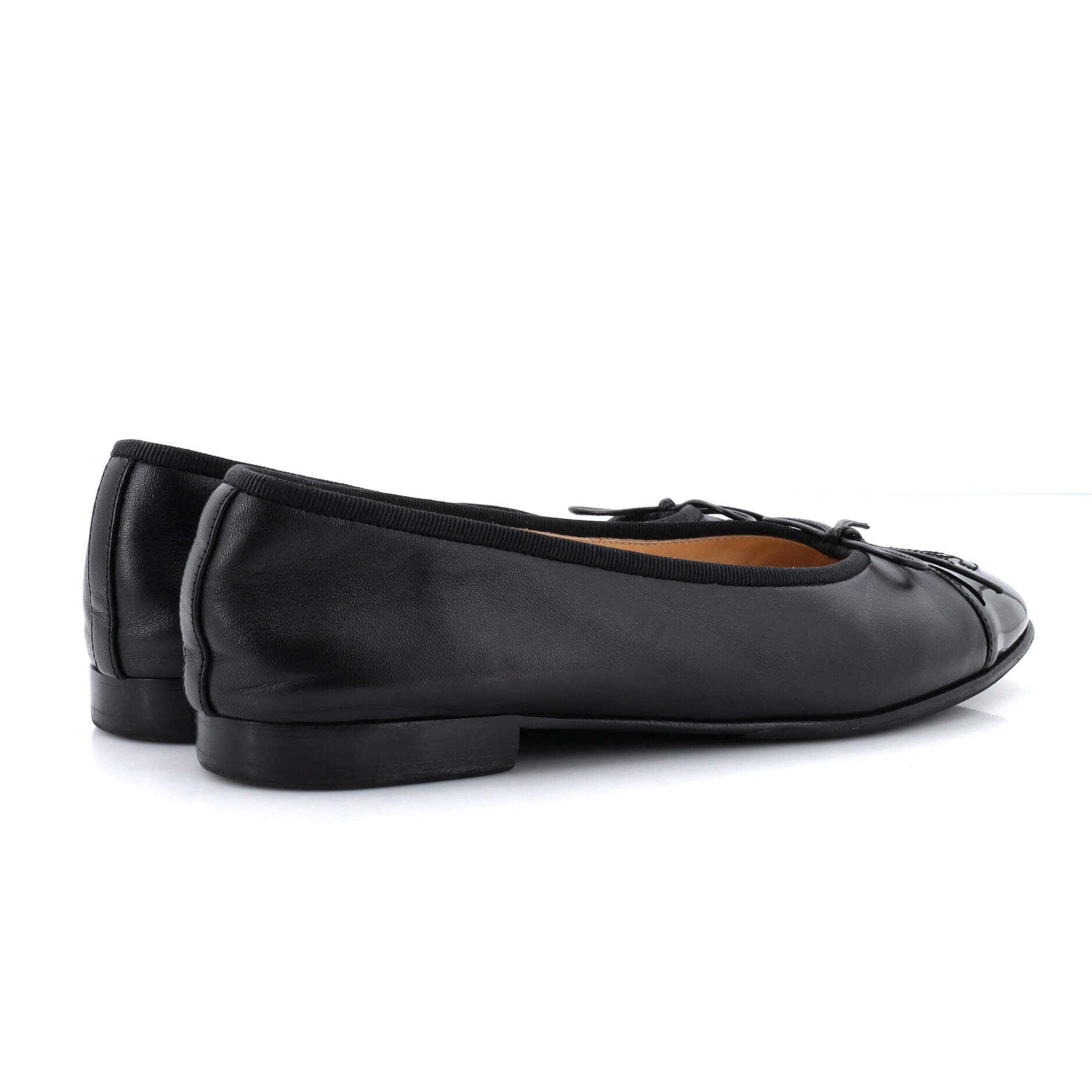 Women's CC Cap Toe Bow Ballerina Flats Leather and Patent