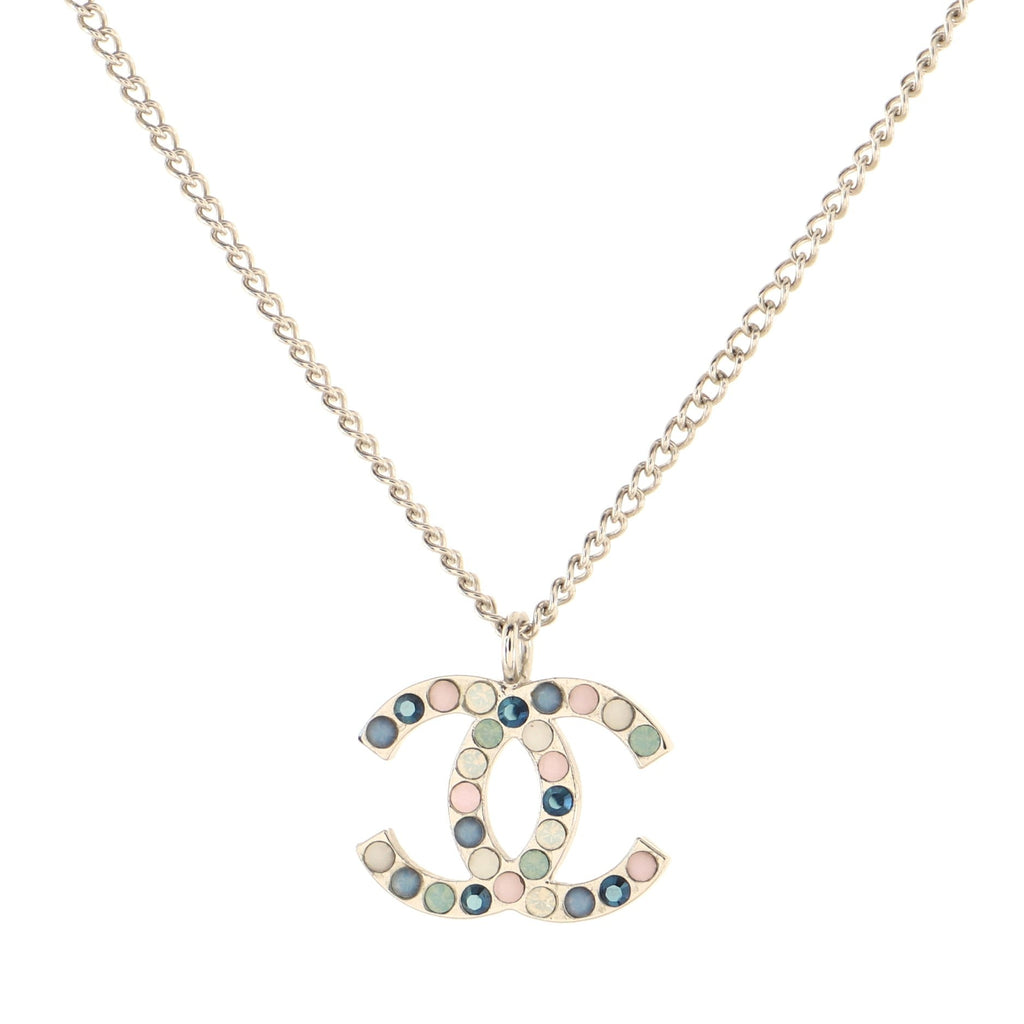 CC Pendant Necklace Metal with Crystals