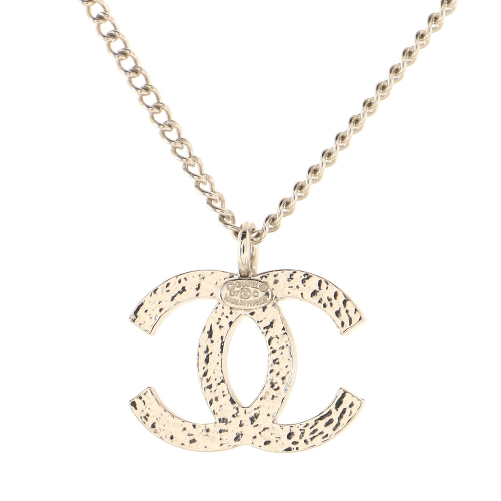 CC Pendant Necklace Metal with Crystals