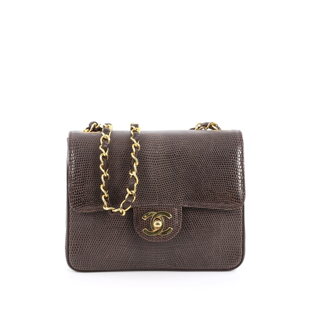 Vintage Square Classic Single Flap Bag Lizard Mini