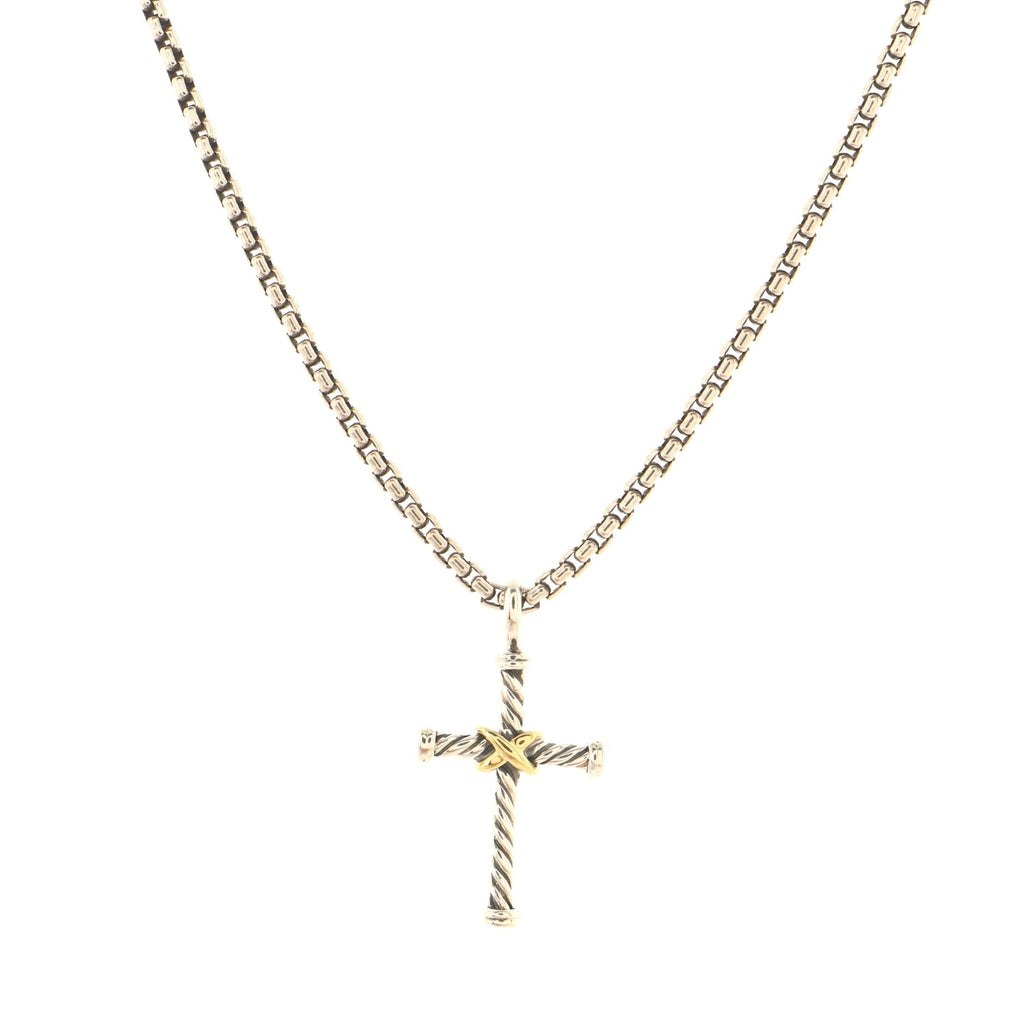 Cable Collectibles Cross Pendant Necklace Sterling Silver with 18K Yellow Gold