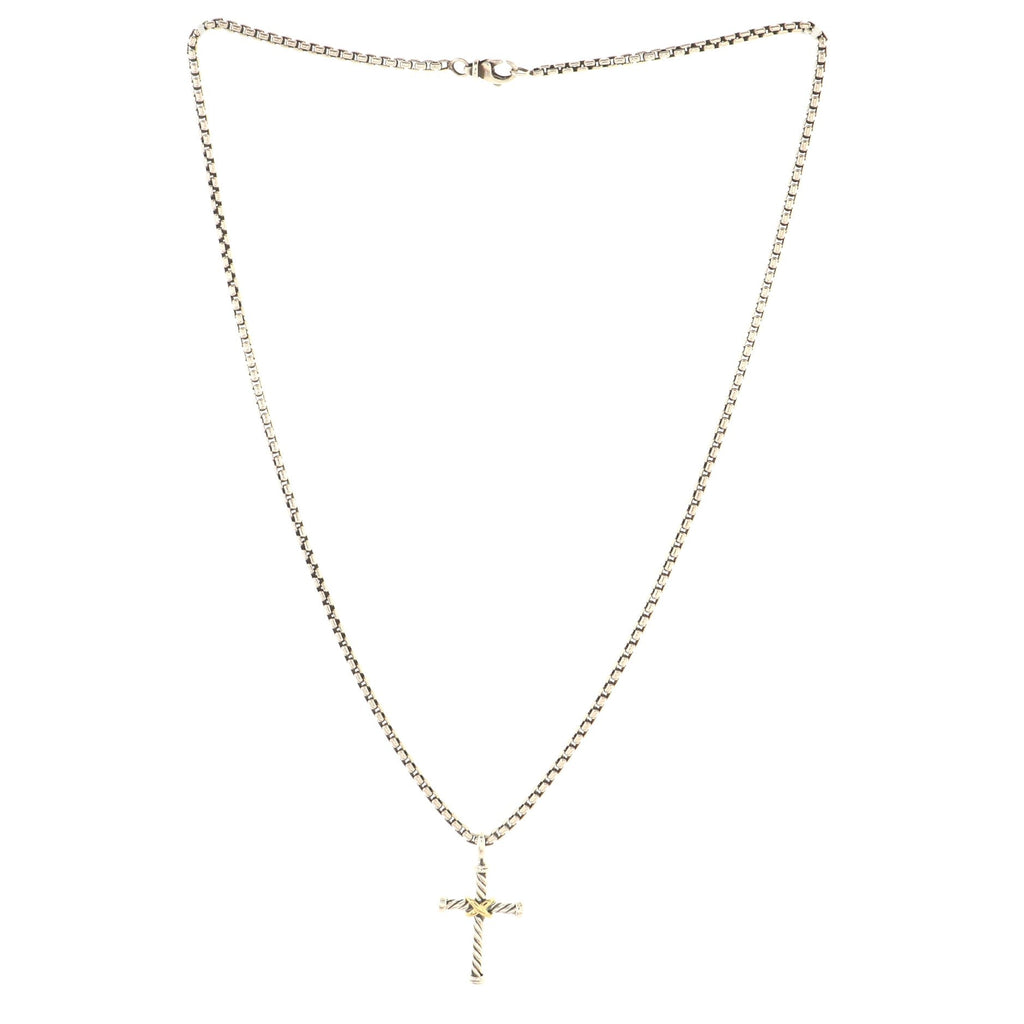 Cable Collectibles Cross Pendant Necklace Sterling Silver with 18K Yellow Gold