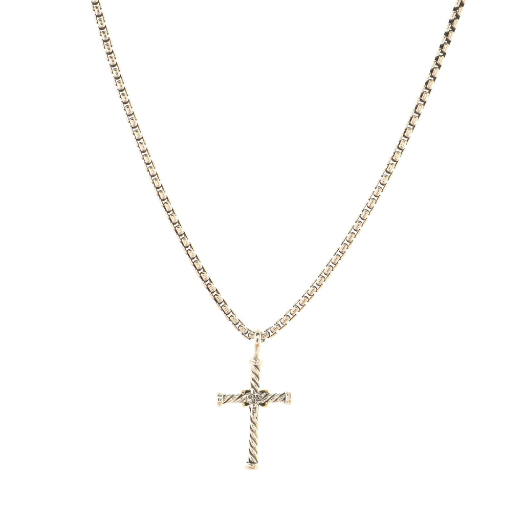 Cable Collectibles Cross Pendant Necklace Sterling Silver with 18K Yellow Gold