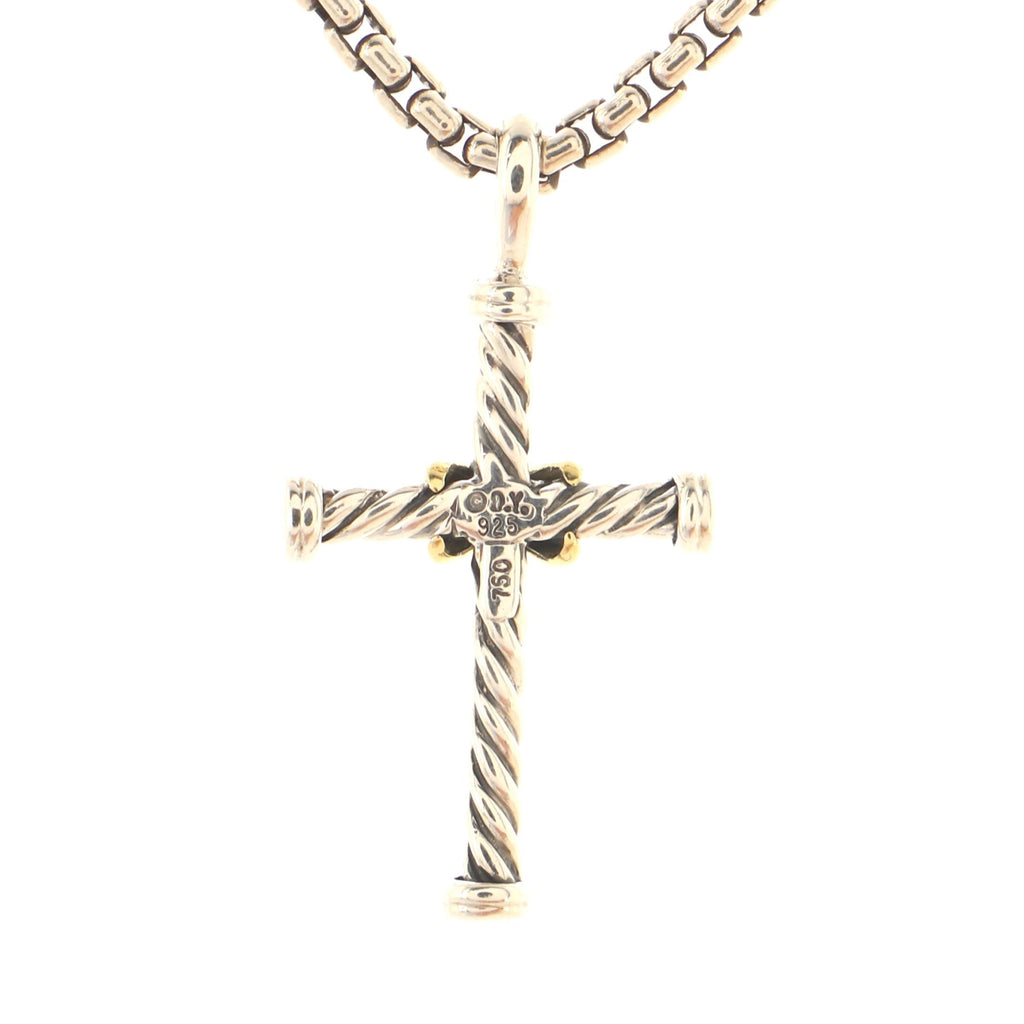 Cable Collectibles Cross Pendant Necklace Sterling Silver with 18K Yellow Gold